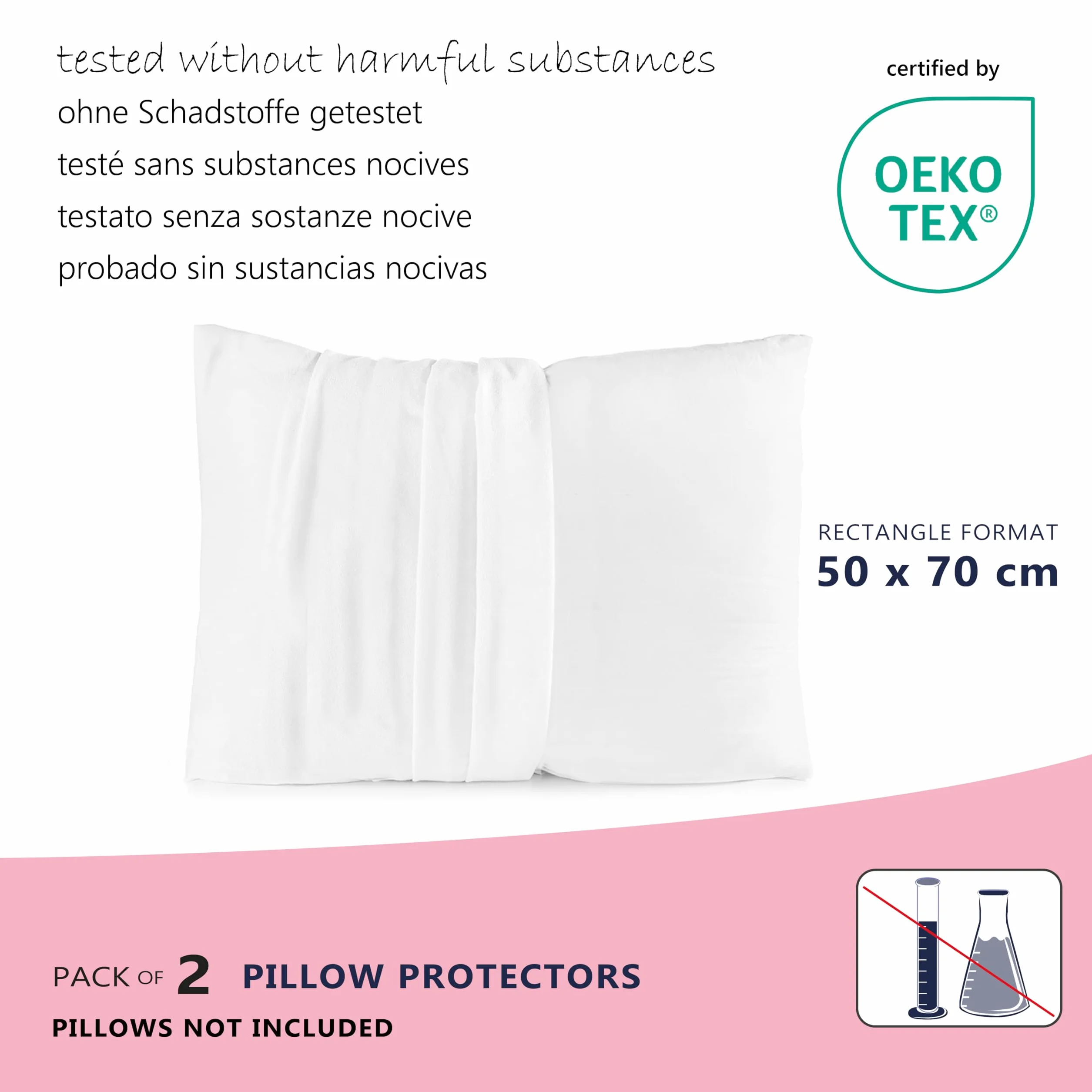 Twillie Zestaw 2 poszewek na poduszki wodoodporne 50 x 70 Oeko Tex® Antiroztocza Micro Oddychająca Ultra cienka