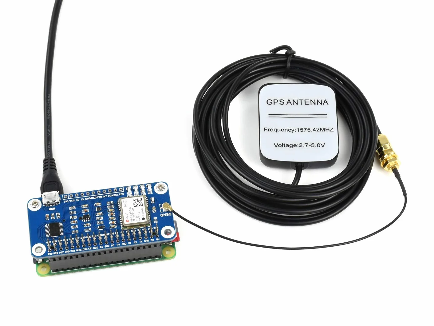 Waveshare NEO-M8T GNSS Timing HAT for Raspberry Pi Multi-Constellation Receiver Support Single-Satellite Timing Feature