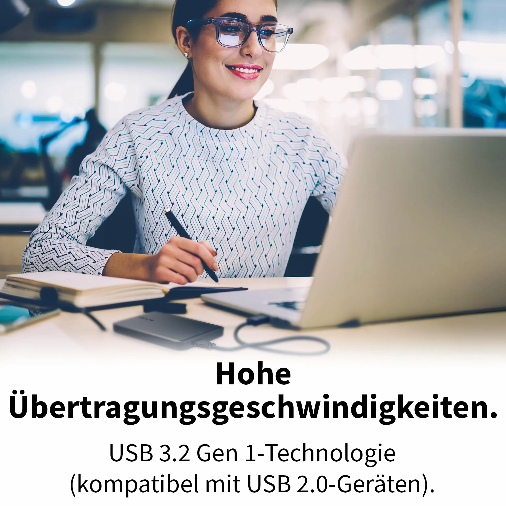 Toshiba Canvio Partner 1TB Portable zewnętrzny dysk twardy 2,5", USB 3.2 Gen 1, kompatybilny z Mac i Windows, zasilany przez USB