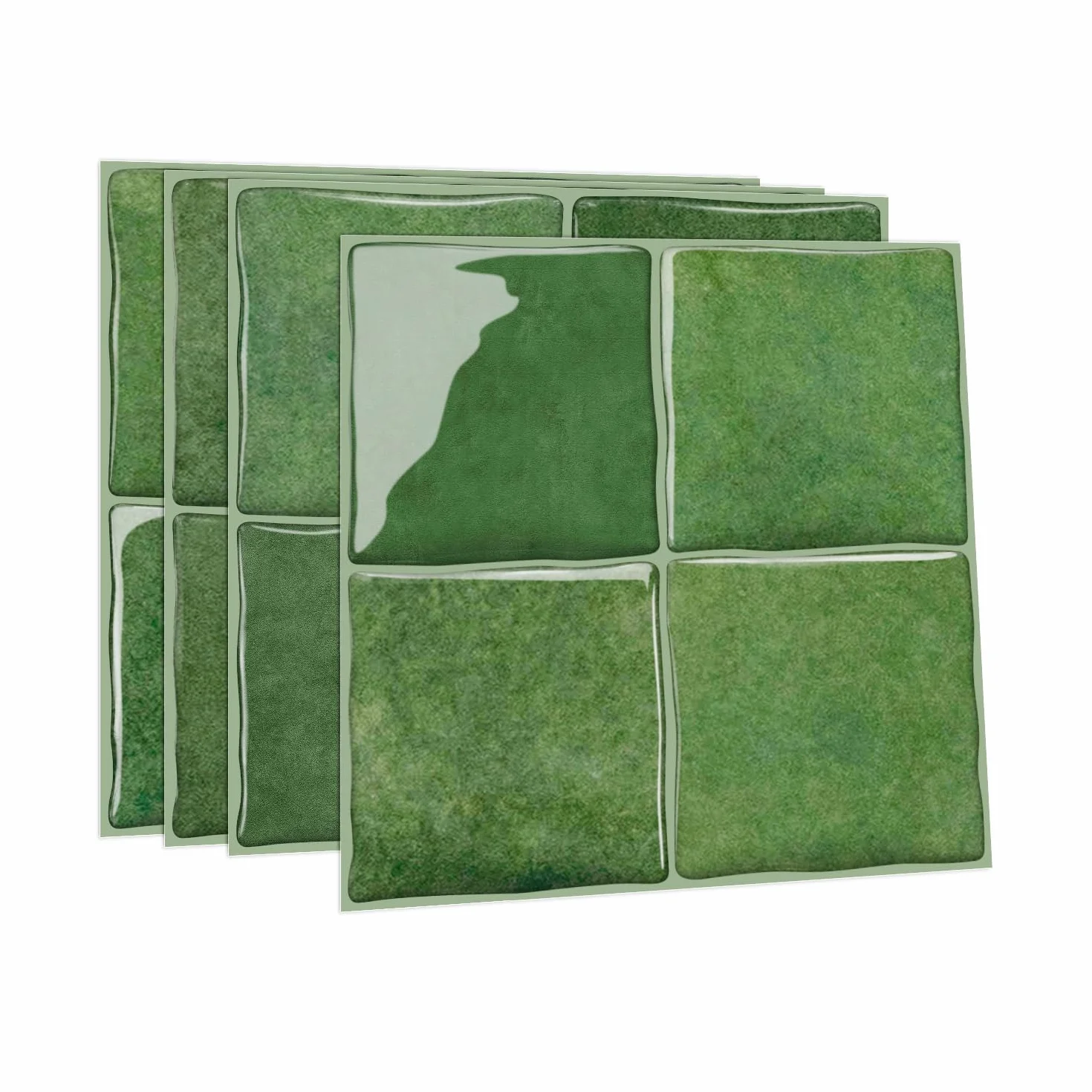 Alwayspon Samoprzylepne naklejki na płytki ścienne 3D, odklej i nakleij, wodoodporne, ochrona przed pryskaniem, do kuchni, łazienki, ściany, retro, zielona, 15 x 15 cm, 10 sztuk