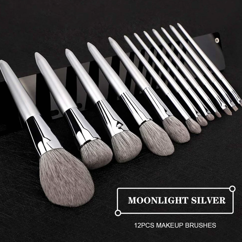 12 szt. Zestaw pędzli do makijażu Podkład włosów Puder konturowania brwi Cień powiek Narzędzia ust(12PCS with bag)