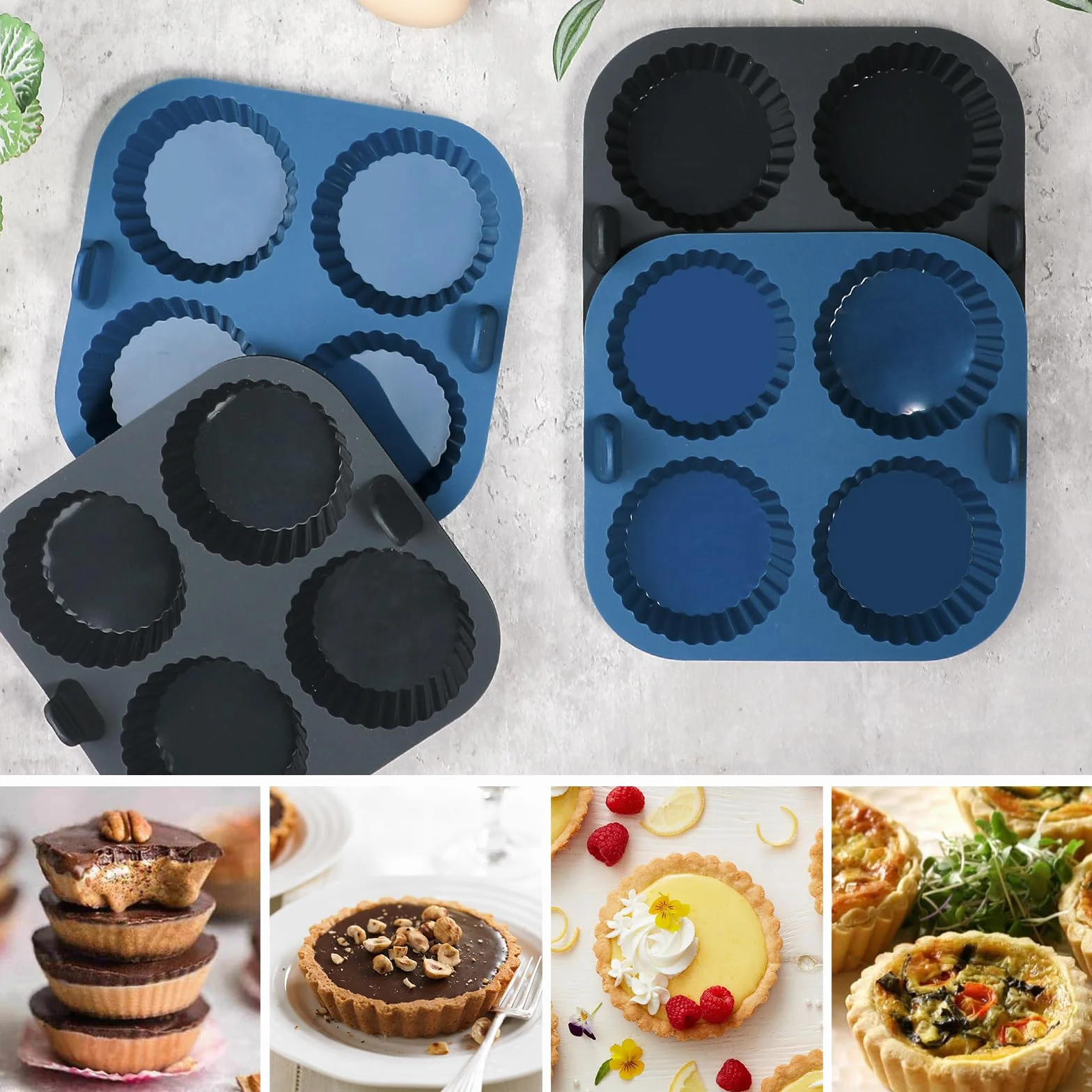 Webake Silikonowe Mini Foremki do Frytkownicy Powietrznej 7,6 cm, 4 szt., Forma do Quiche