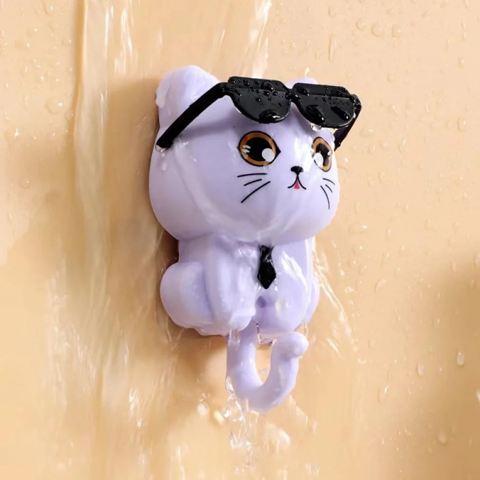 Cartoon Cat Key Holder samoprzylepny haczyk na płaszcz