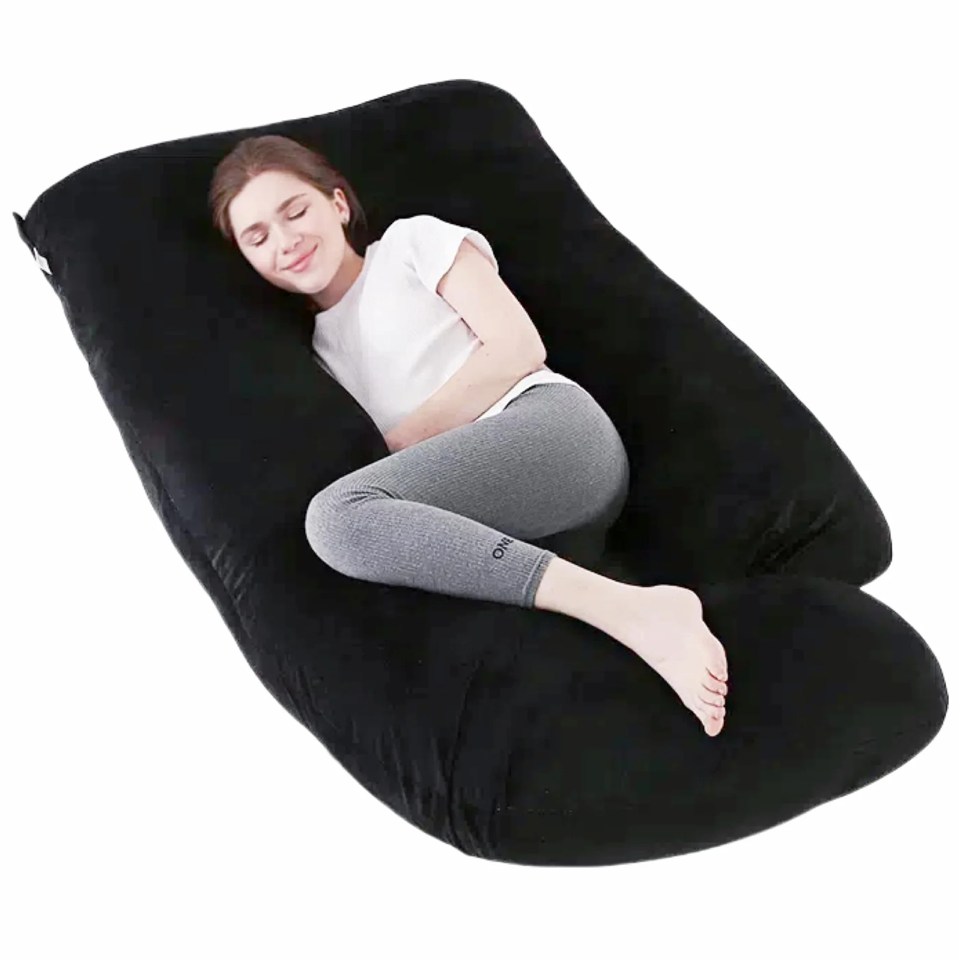 ALLOPERA Poduszka ciążowa 145 cm, pełna poduszka ciążowa ze zdejmowaną poszewką, nadająca się do prania, wsparcie snu, na nogi, plecy, szyję, ramiona, biodra, brzuch dla kobiet w ciąży,