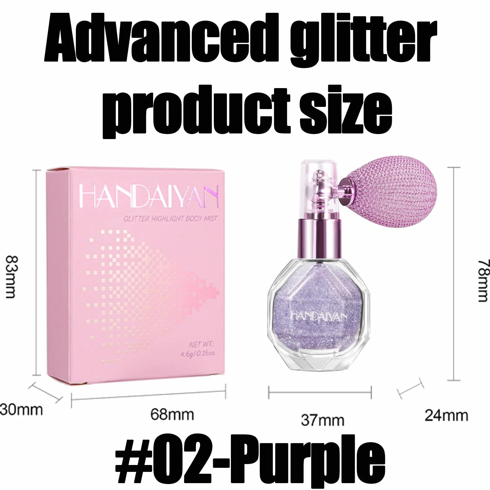 Błyszczący spray do twarzy, ciała i włosów, rozświetlacz party purple