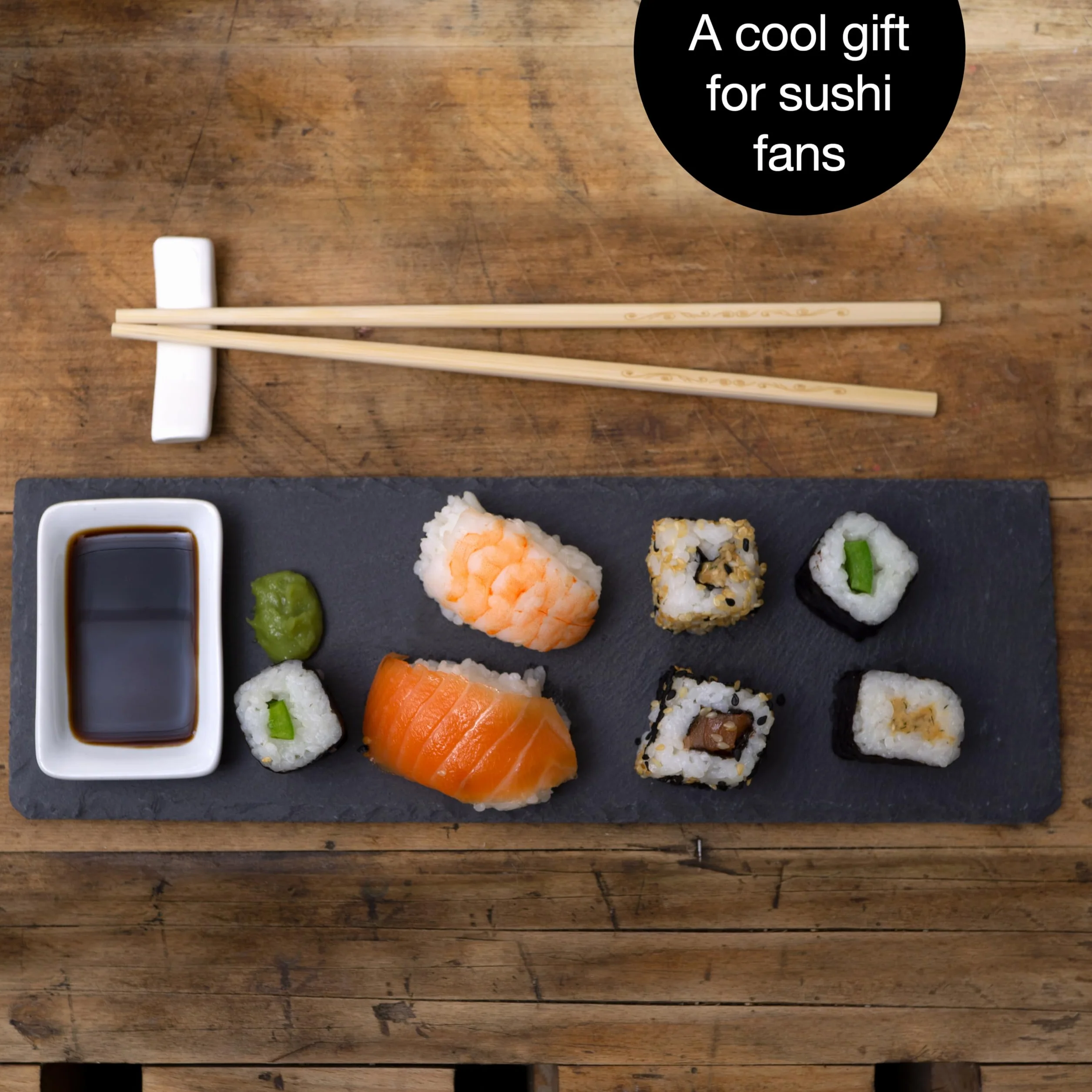 Moritz & Moritz Zestaw do sushi 10-częściowy płyta łupkowa 30x10 cm z miseczkami na dip i pałeczkami