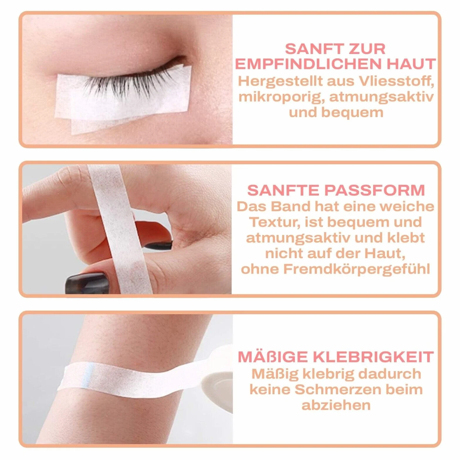taśma Micropore Tape 3M, 5 sztuk, z końcówkami aplikacyjnymi, do przedłużania rzęs, medyczne plastry z włókniny, nie zawiera lateksu, hipoalergiczna, oddychająca, wodoodporna – taśma do rzęs