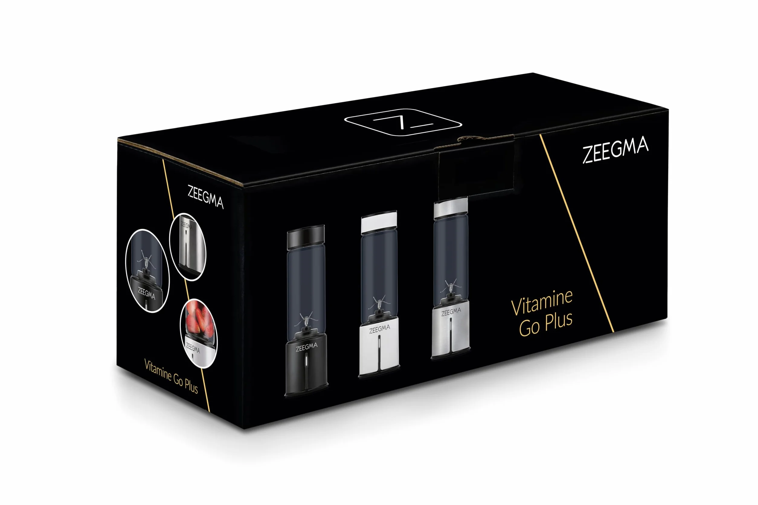 Zeegma Vitamine GO Plus przenośny blender 300 W, do smoothie i shake'ów, pojemność 465 ml, akumulator USB-C i 5000 mAh, 6 ostrzy ze stali nierdzewnej, bez BPA, szkło przyjazne dla środowiska, podwójna