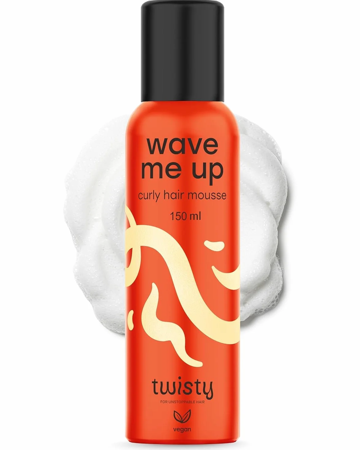 Twisty | Pianka do włosów Wave Me Up | Do włosów kręconych | Definiuje loki i fale | Utrwala | Działa antystatycznie | Odżywia | Nawilża | Chroni | Betaina | Wydajna | Łatwa w stosowaniu | 150 ml