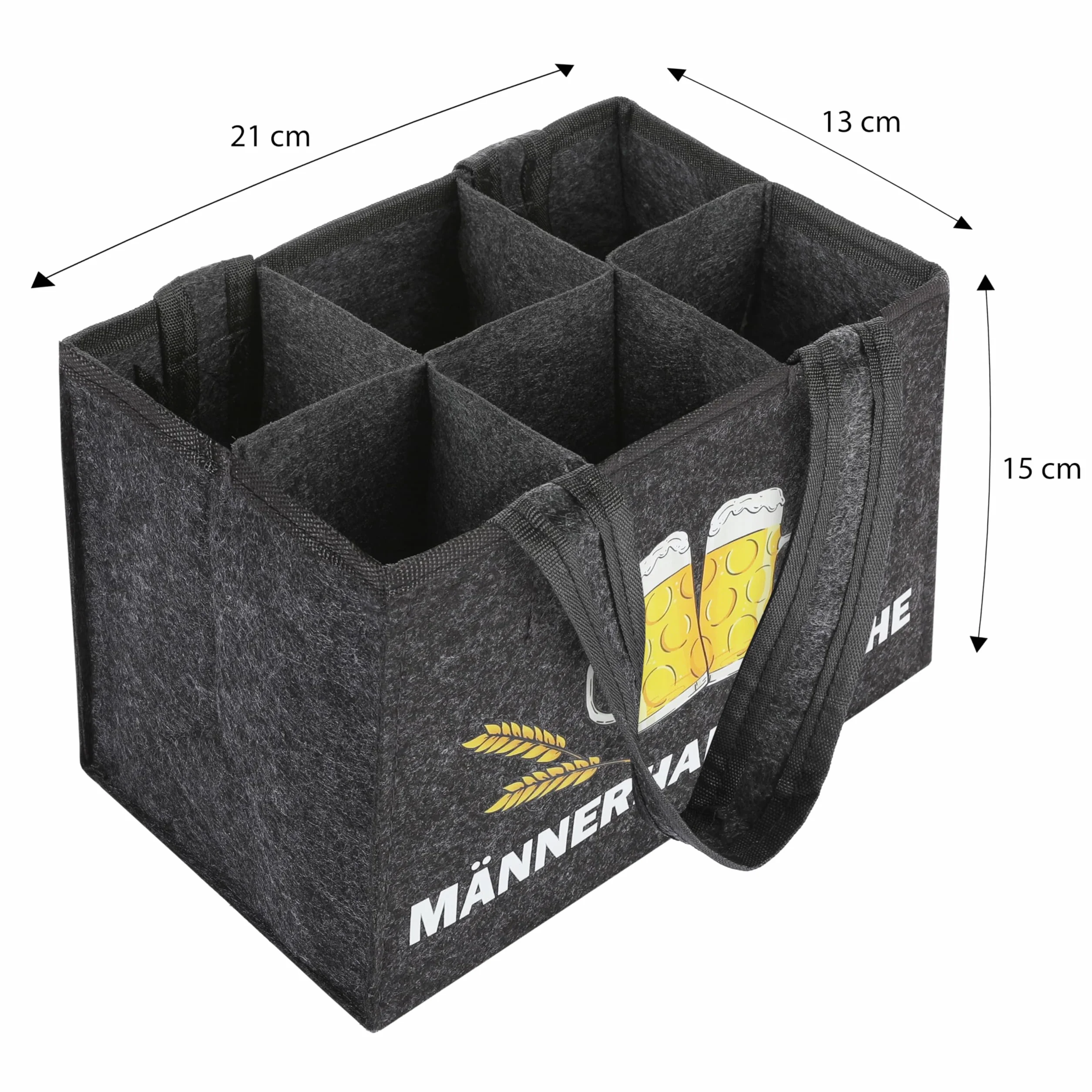 FunX Męska torba z filcu 6 przegródek otwieracz do butelek 21 x 15 cm