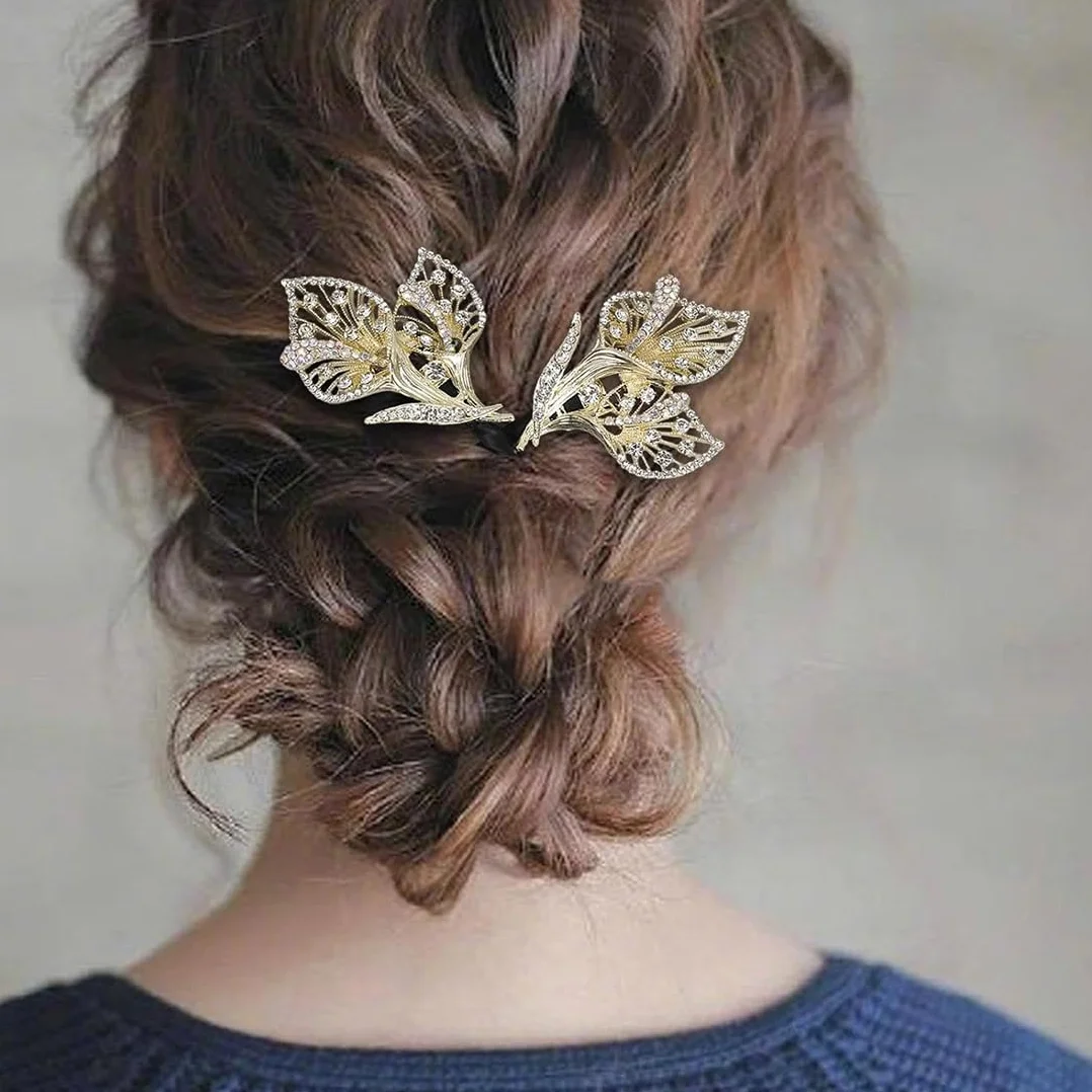 2 sztuki Rock Crystal Flower Hair Akcesoria do włosów, francuski twórca koka skręcanie włosów, Twist Curler Pączek Pączek Twist Maker do włosów