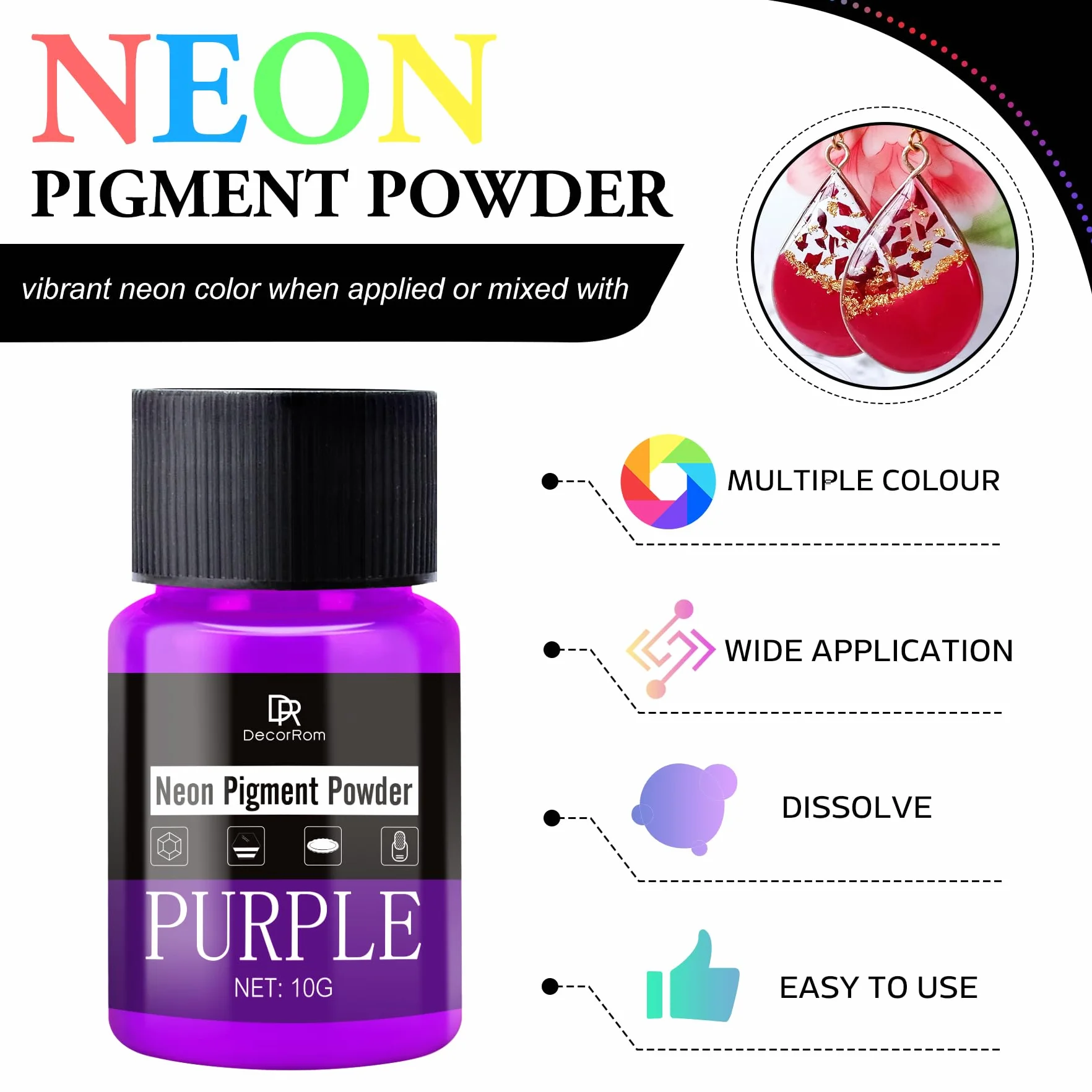Neonowy pigment - 10 kolorów, proszek do paznokci, fosforu, do żywicy epoksydowej, sztuki paznokci, kubka, śluzu