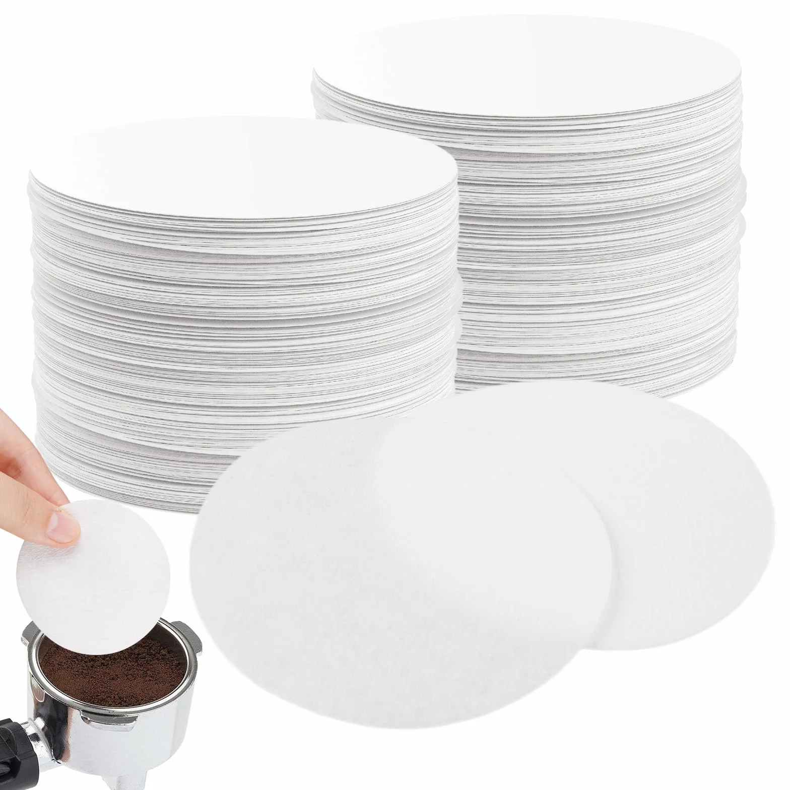 500 sztuk filtrów laboratoryjnych papierowych do kawy i espresso, 58 mm, białe
