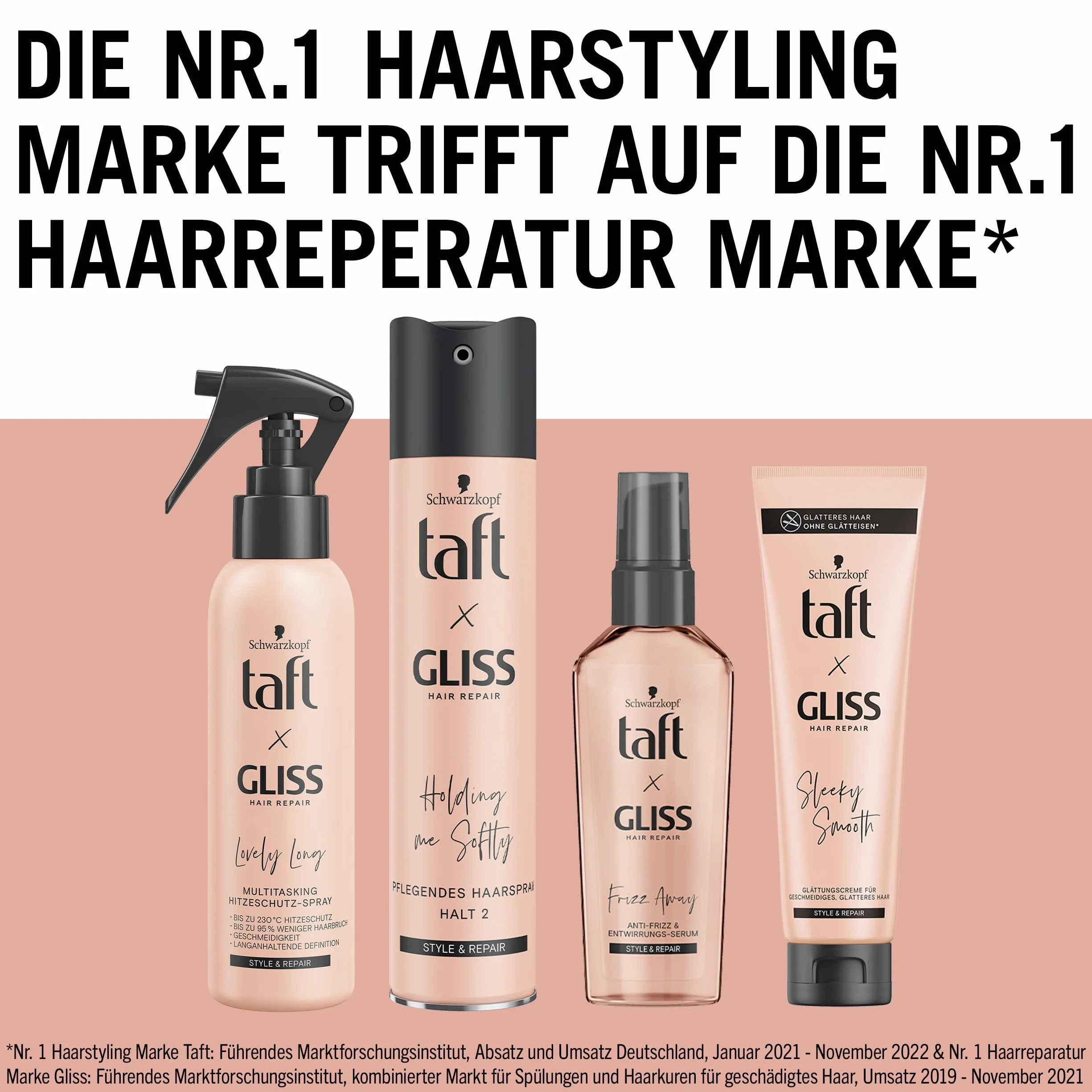 Taft x Gliss Lovely Long spray chroniący przed wysoką temperaturą (150 ml), wielozadaniowy spray zapewnia ochronę przed wysoką temperaturą do 230°, ochronę przed rozdwajaniem się końcówek i długo