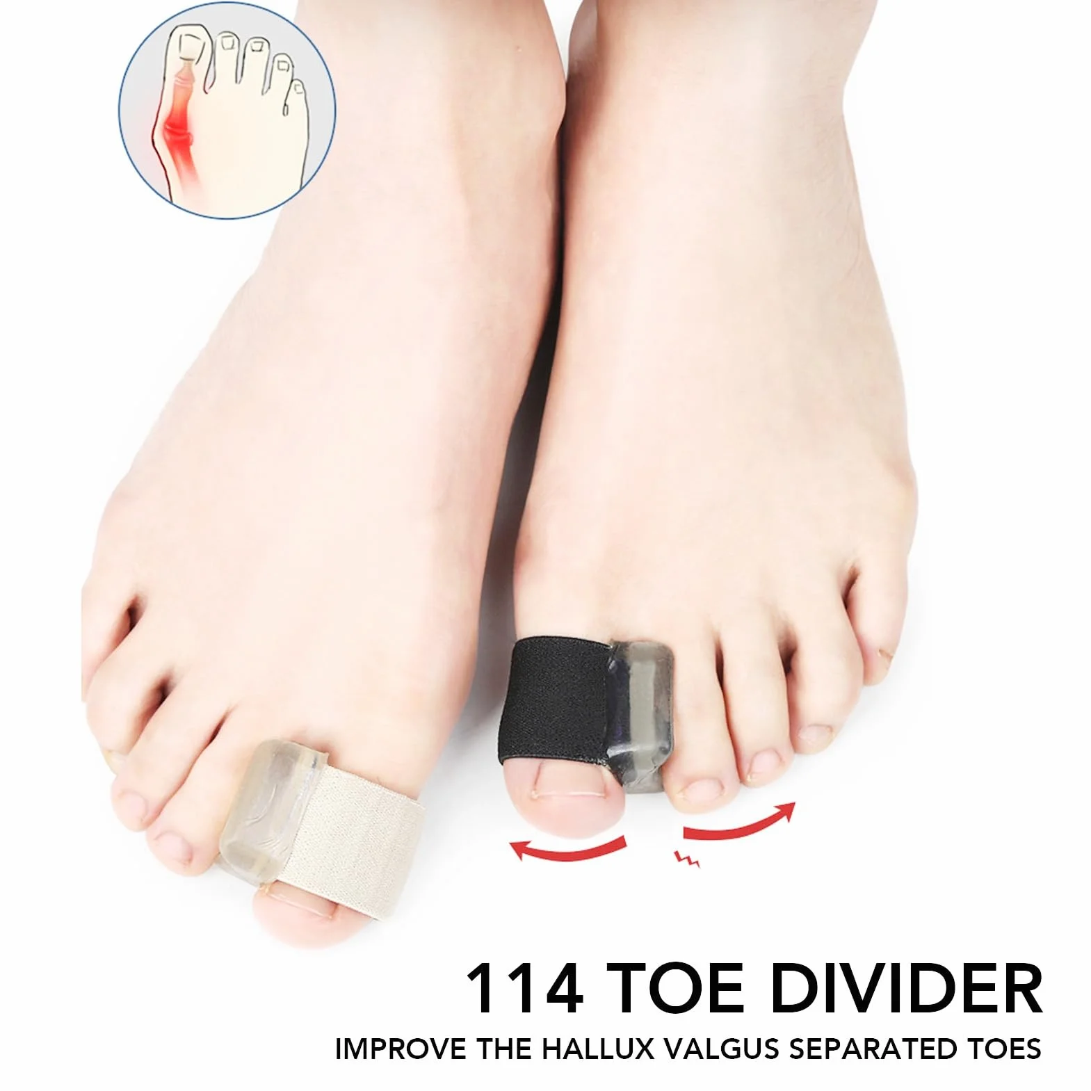 BRRNOO Korektor Hammertoe dla Kobiet, Separatory Palców dla Kobiet Elastyczny SEBS Zmniejszający Nacisk Zapobiega Tarciu Miękki Korektor Palców 6 par Separator u Stóp Hammertoes Haluksy Sportowe