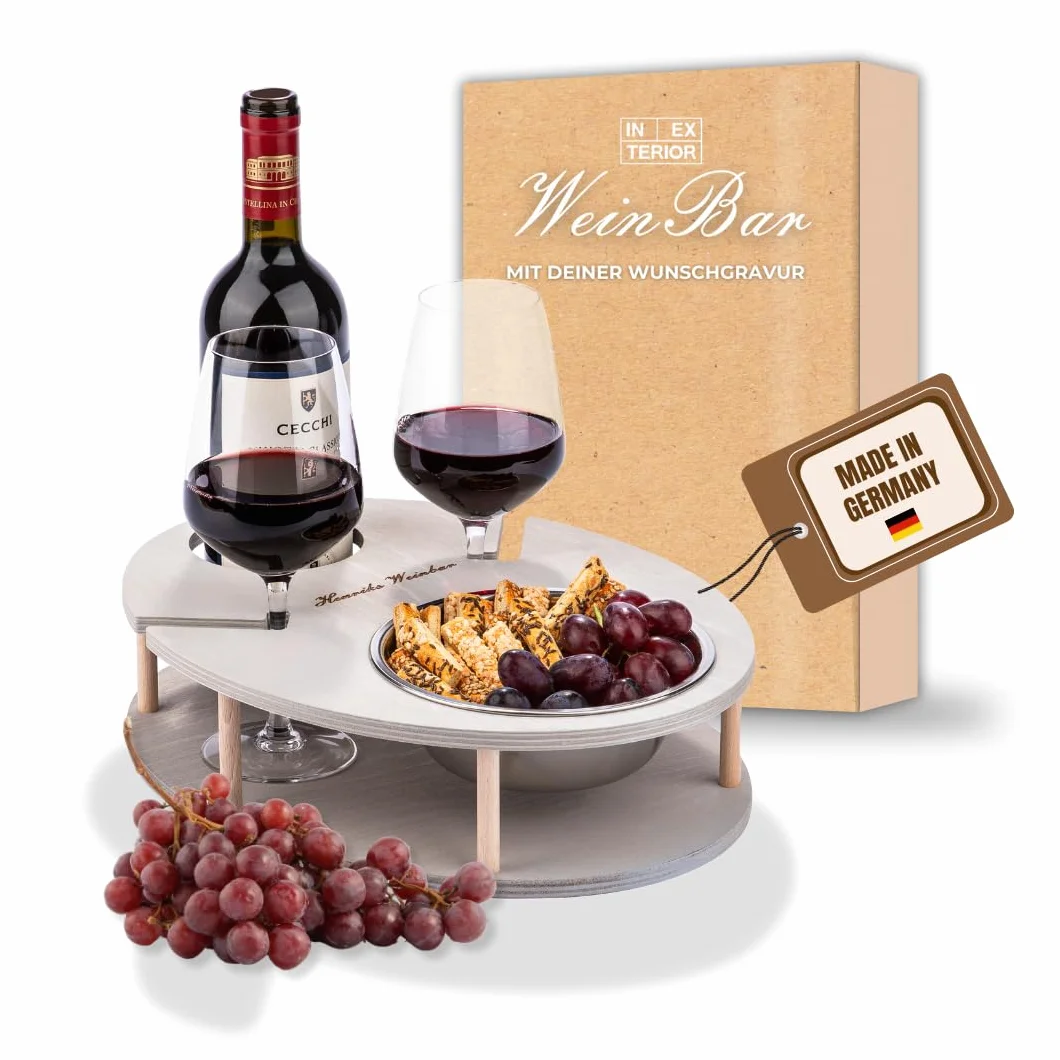 INEXTERIOR WeinBar uchwyt na wino na kanapę ręcznie wykonany w Niemczech szary