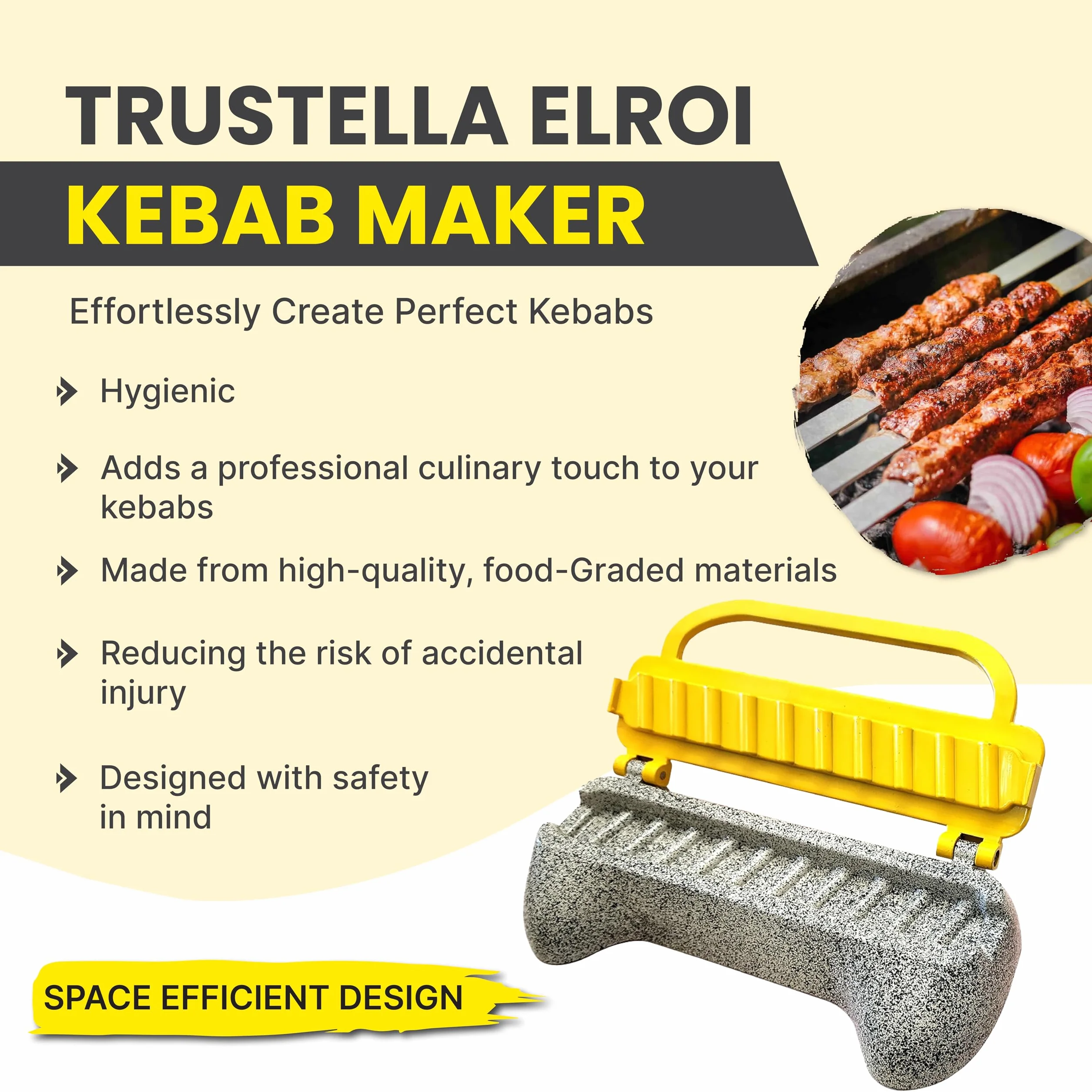 Ultimate Kebab Maker: Wytrzymałe aluminium z teflonem klasy spożywczej dla optymalnej higieny, przyjazny dla użytkownika szpikulec maszynowy, łatwe profesjonalnie wyglądające kebaby, niezbędne