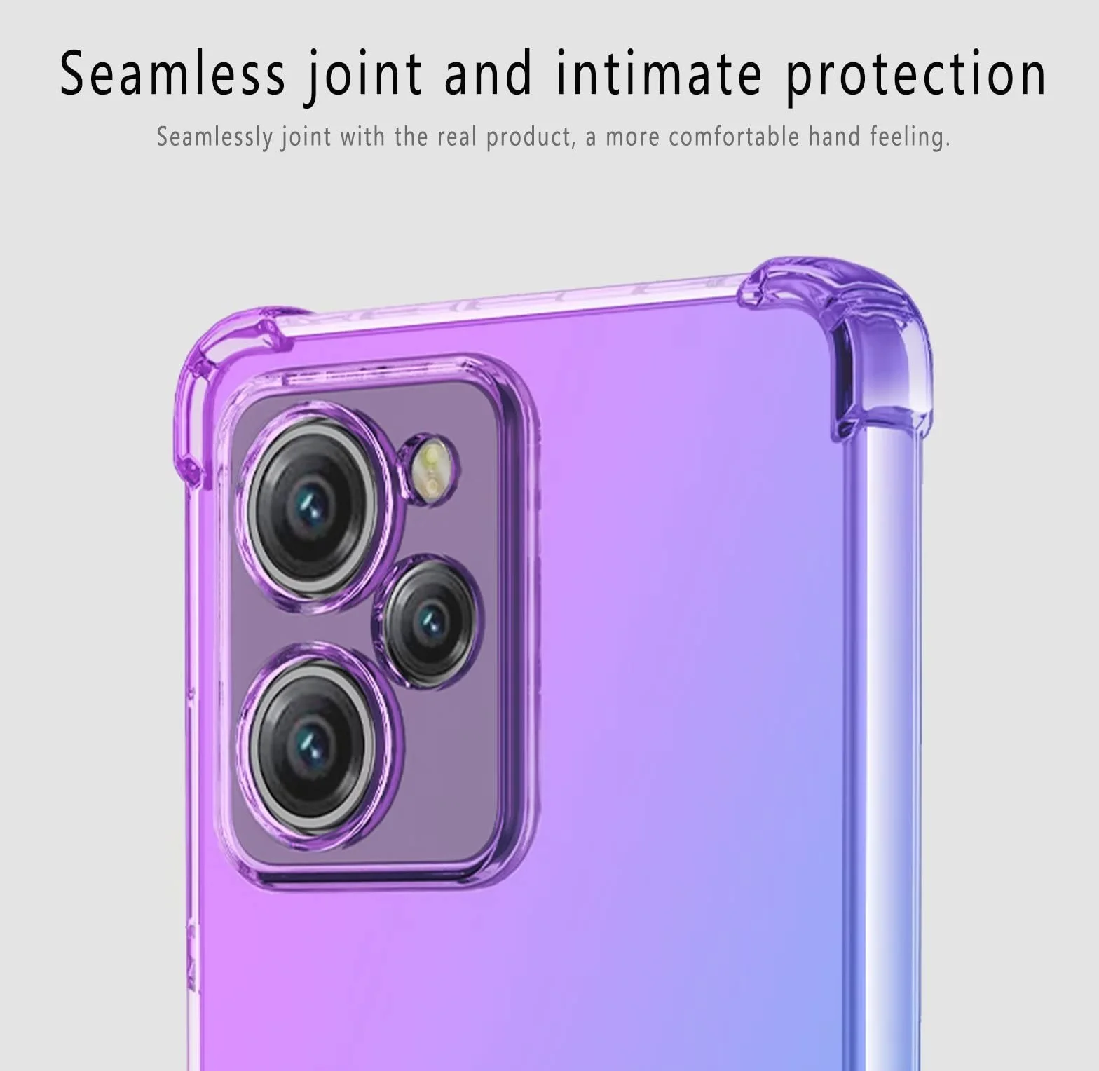 HONLEN Pokrowiec zaprojektowany dla Poco X5 Pro 5G, 16,9 cm Gradient przezroczysty silikon TPU cztery rogi wzmocnienie etui ochronne przed upadkiem czarne złoto