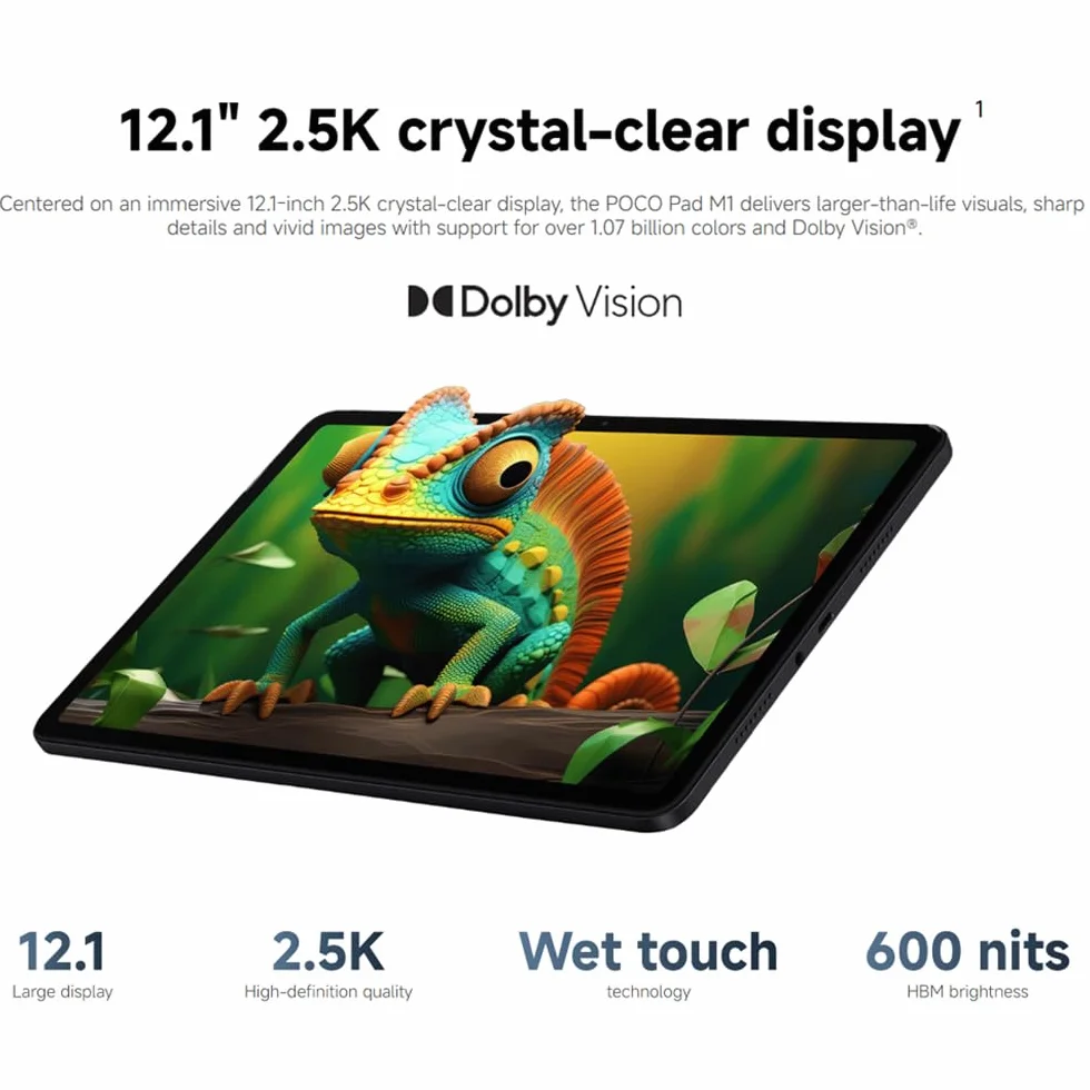 XIAOMI Poco Pad M1 WiFi Tablet 8GB 256 GB, ekran 12,1" i 120 Hz, 12000 mAh Czarny (z ładowarką)