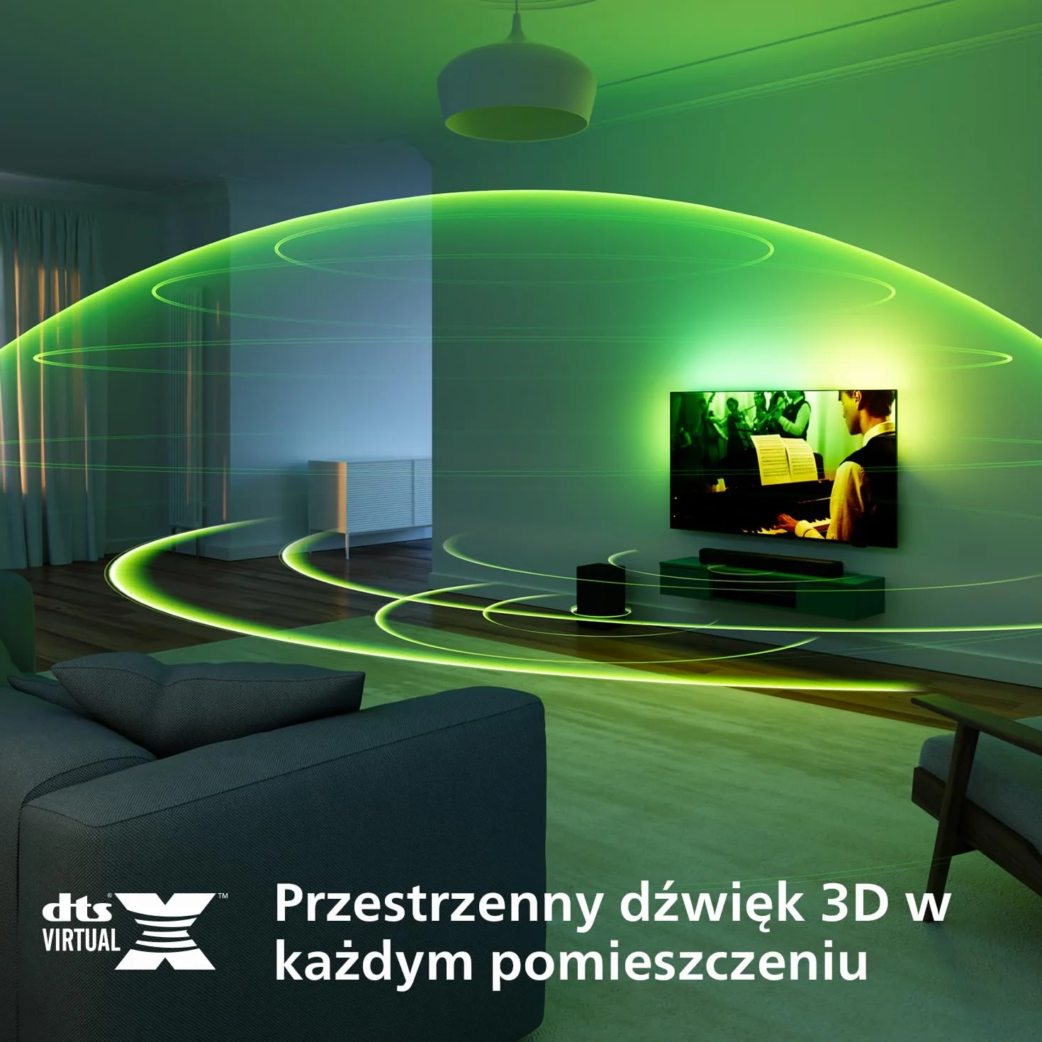 Philips TAB5309 Soundbar 2.1 z bezprzewodowym subwooferem – 2.1-kanalowy, 240 W, DTS Virtual X, Bluetooth 5.4, HDMI ARC, zlacze optyczne i port USB - Ciemnoszary