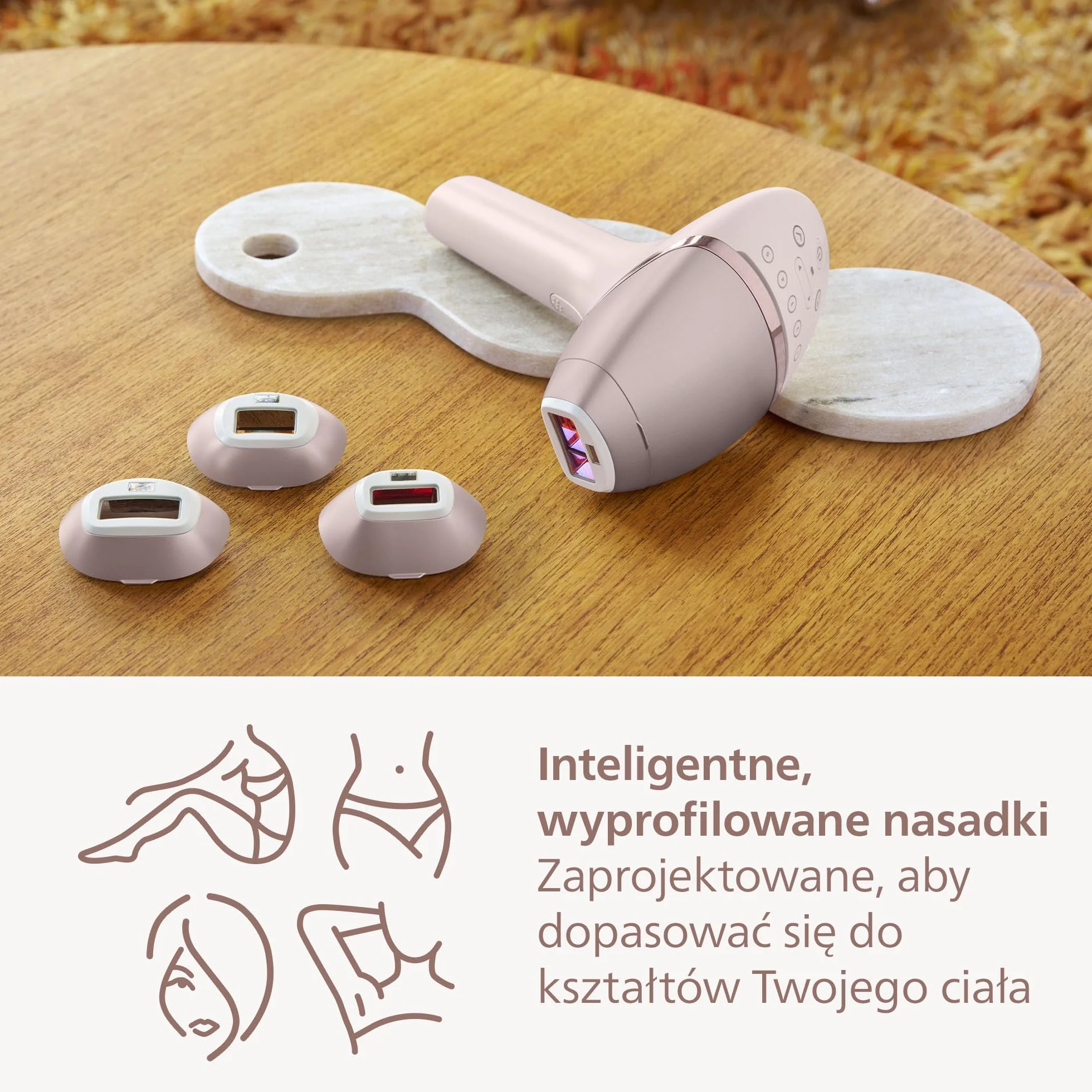 Philips Lumea Urządzenie IPL z serii 9000 — urządzenie do usuwania włosów, alternatywa dla laserowego usuwania włosów, technologia SenseIQ, 4 nasadki: do ciała, BRI957/00