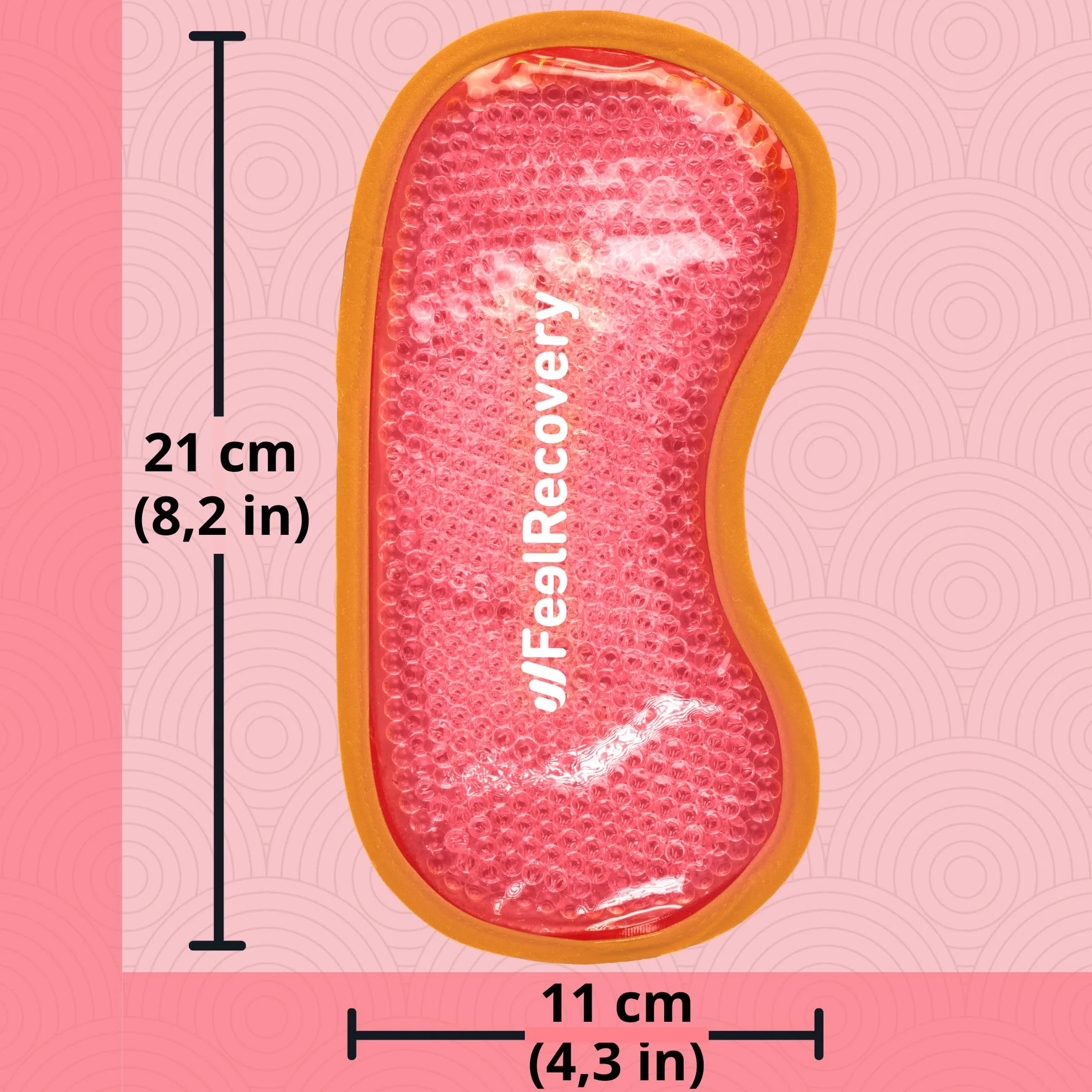 Maska Żelowa na Oczy Relaksująca (21x11 cm) - Chłodząca Opaska na Zmęczone, Opuchnięte Oczy, Cienie Pod Oczami i Migrenę - Kompres Wypełniona Koralikami z Żelem do Gorącej (Pomarańczowy)