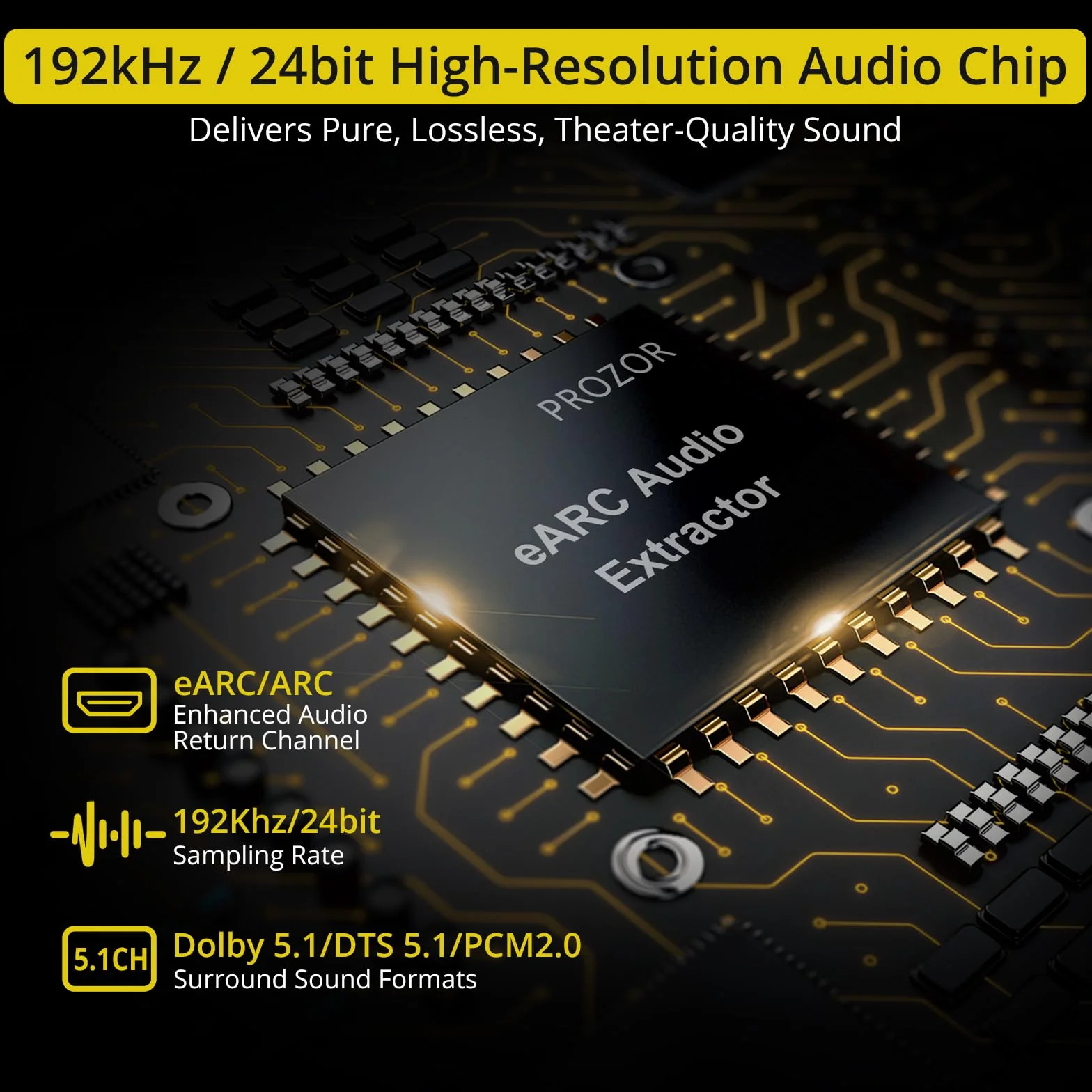 PROZOR eARC/ARC HDMI na 3,5 mm konwerter audio stereo obsługuje PCM 192 kHz do telewizora, wzmacniacza, słuchawek, głośników