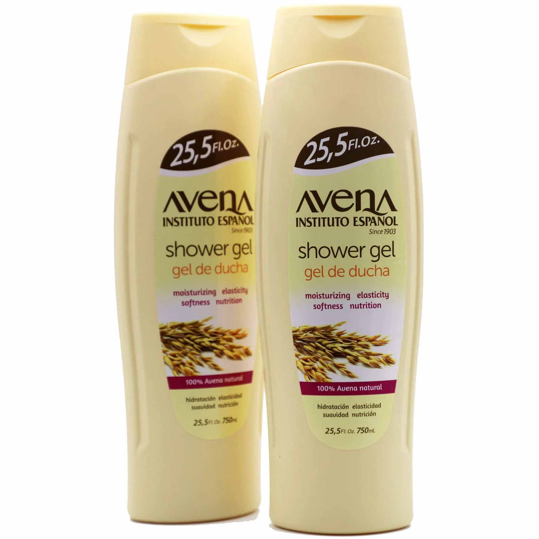 Avena Instituto Español Żel pod prysznic, nawilżający i zmiękczający, elastyczność i odżywianie, 100% naturalny owies, 2 opakowania po 25,5 l Oz każda, 2 butelki