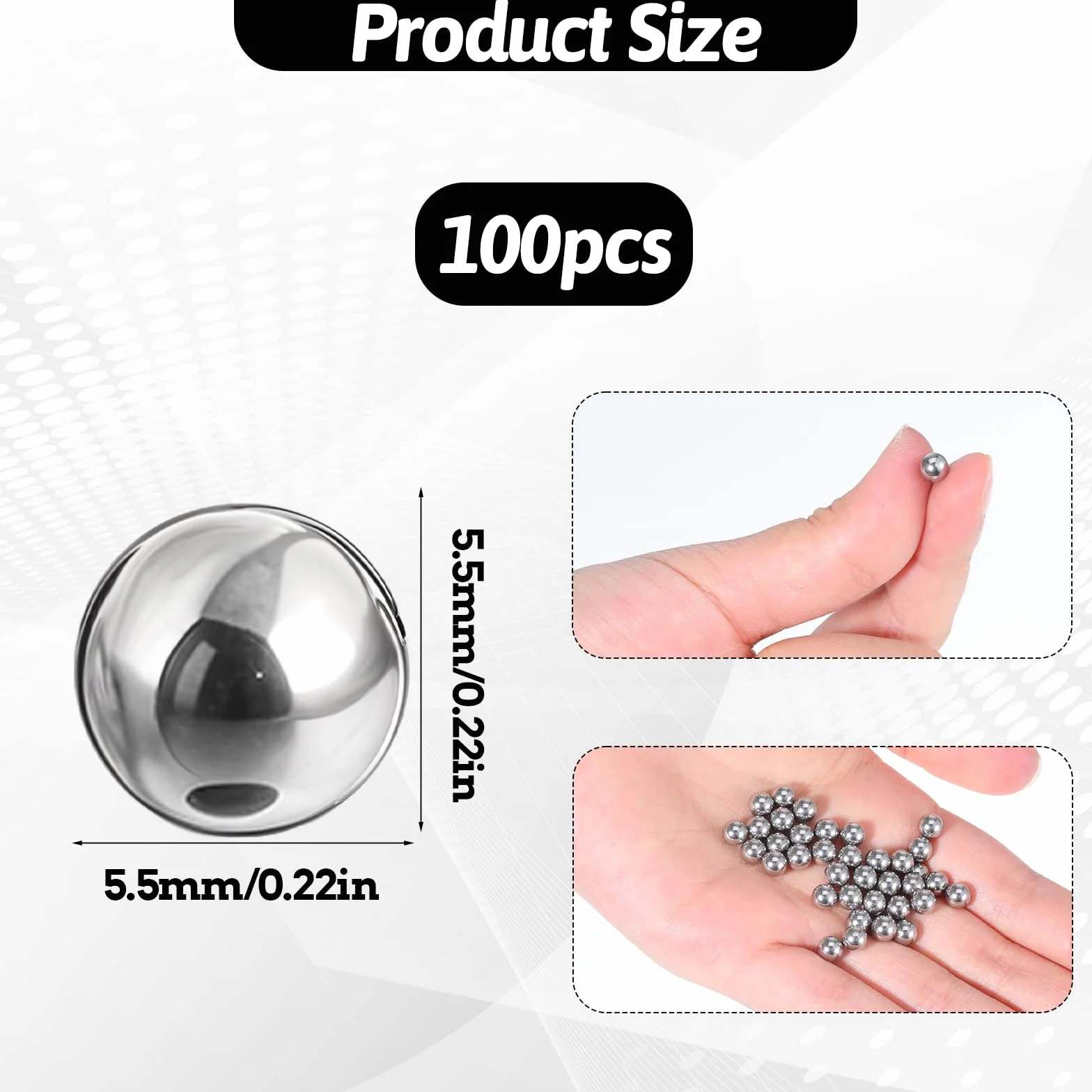 Kule ze stali nierdzewnej, kulki mieszane, 100 sztuk, kulki ze stali nierdzewnej 5,5 mm/0,22", kulki do mieszania, do mieszania lakierów do paznokci, kolory modeli