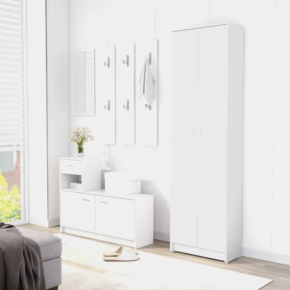 vidaXL Szafka korytarzowa 55 x 25 x 189 cm drewno obrobione białe