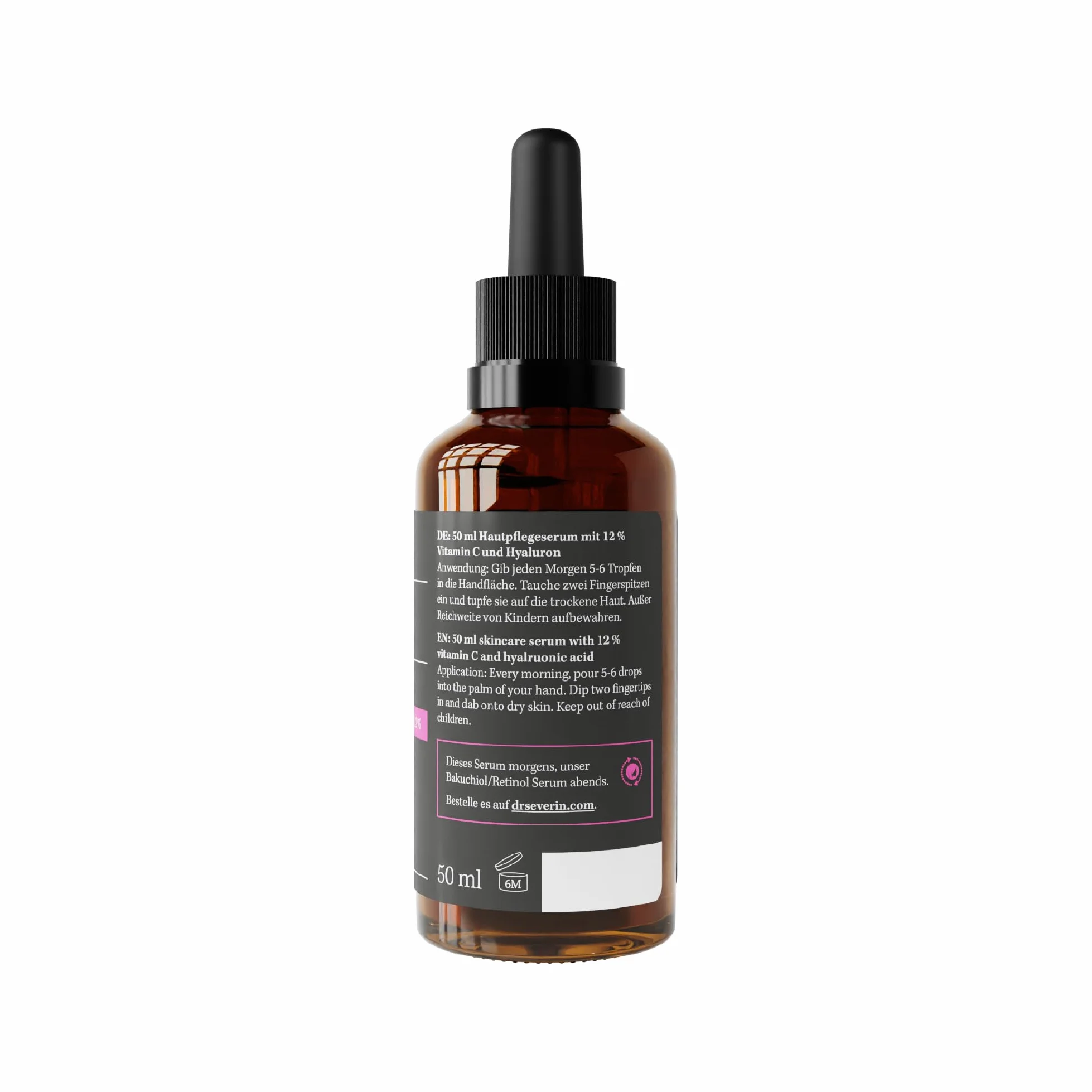 Dr. Severin 12% serum hialuronowe z witaminą C, ultra 50 ml, wysoko skoncentrowane serum do twarzy, z kwasem hialuronowym, rozjaśniające, przeciwstarzeniowe, przeciwzmarszczkowe, również przeciwko