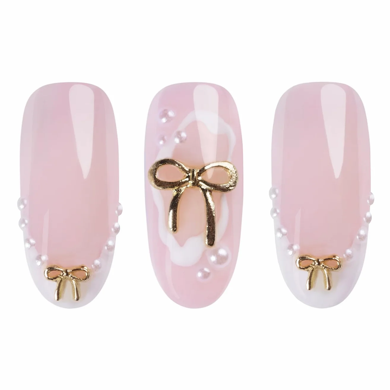 NEONAIL Ozdoby 3D do paznokci Kokardki Złote Nail Art Biżuteria do zdobienia