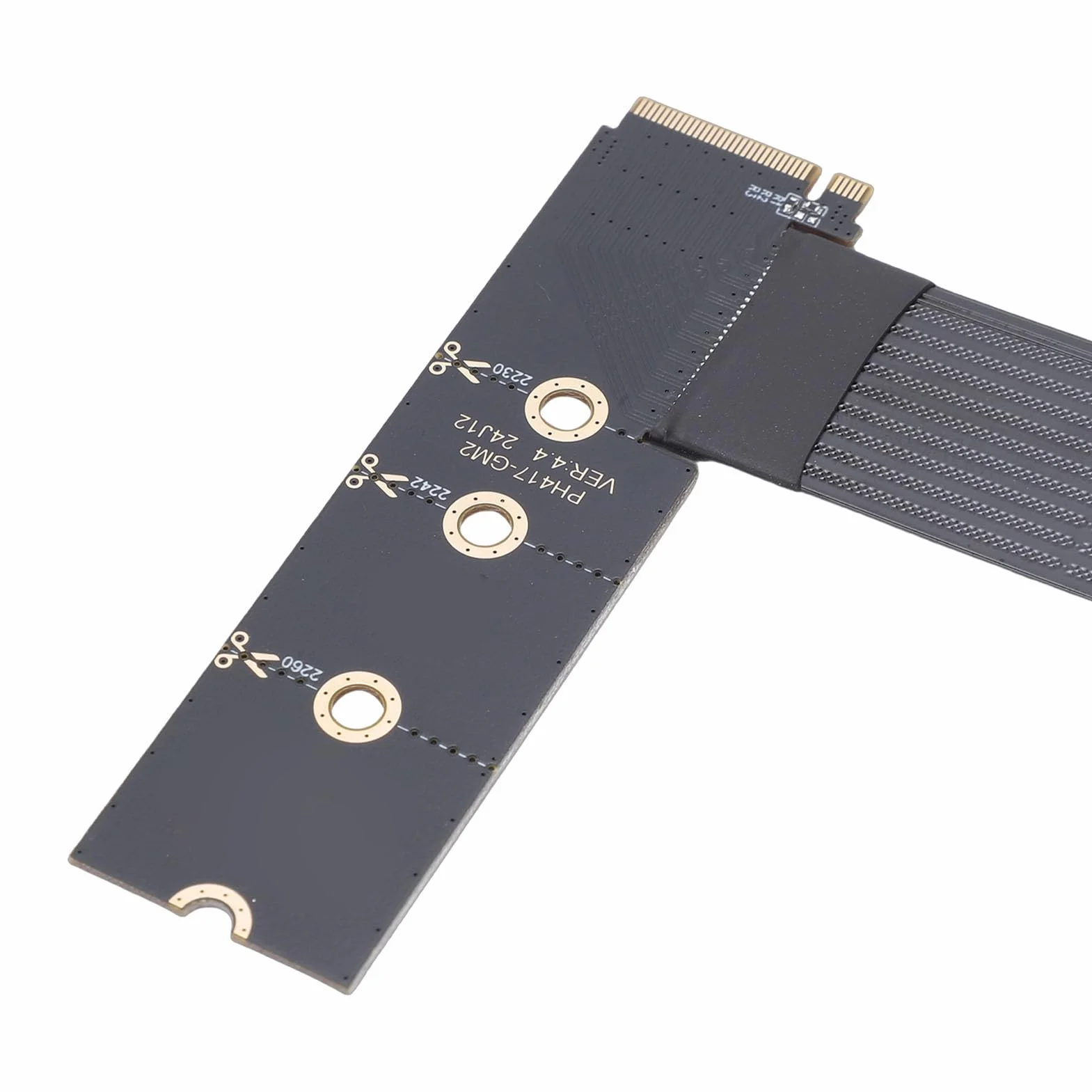 Denash Adapter Przedłużacza PCIe 4.0 X4 do M.2 M Key, Adapter Podwyższający PCIe do .2 64 Gb/s ze Wskaźnikiem LED, Gniazd NVMe 2230, 2242, 2260 i 2280