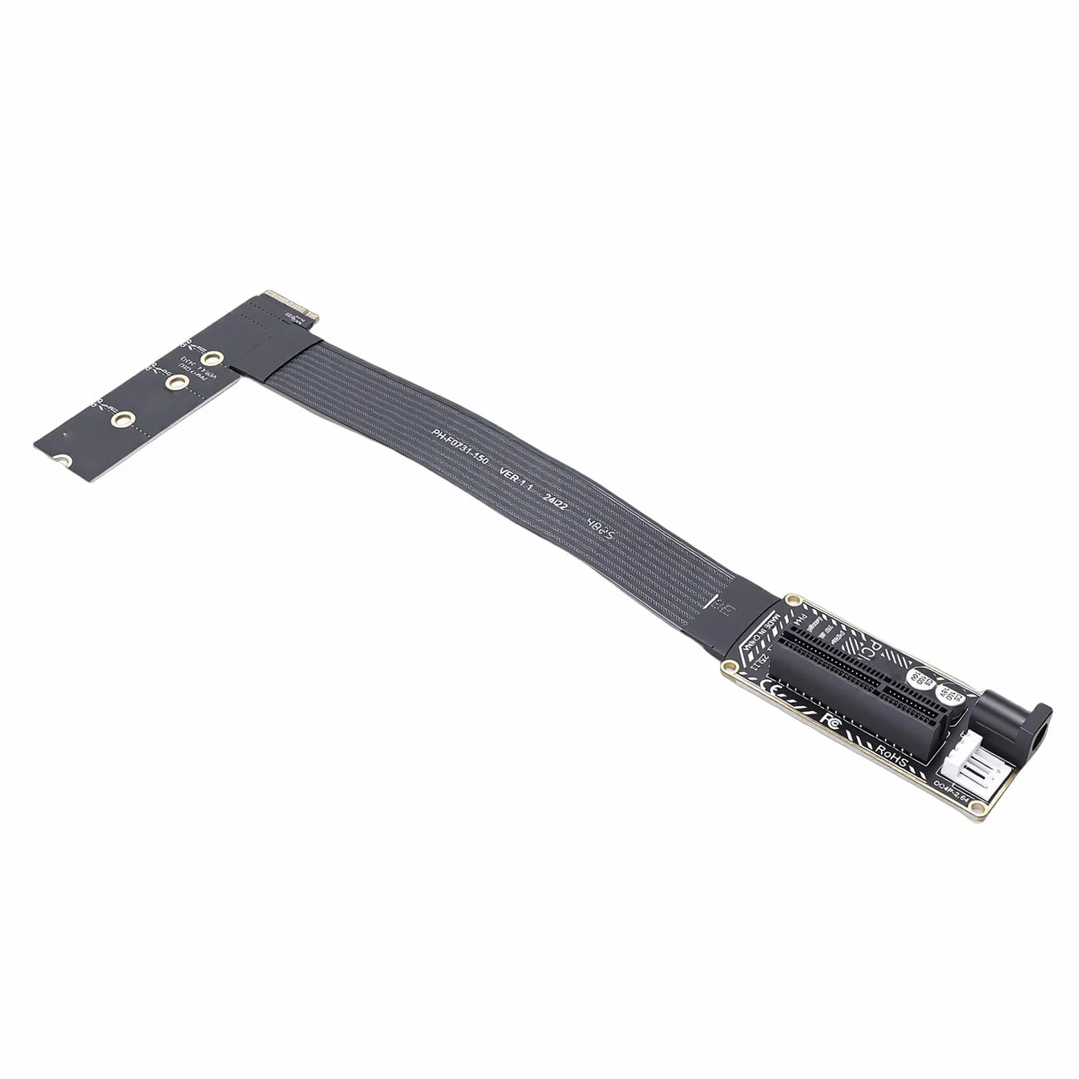 Denash Adapter Przedłużacza PCIe 4.0 X4 do M.2 M Key, Adapter Podwyższający PCIe do .2 64 Gb/s ze Wskaźnikiem LED, Gniazd NVMe 2230, 2242, 2260 i 2280