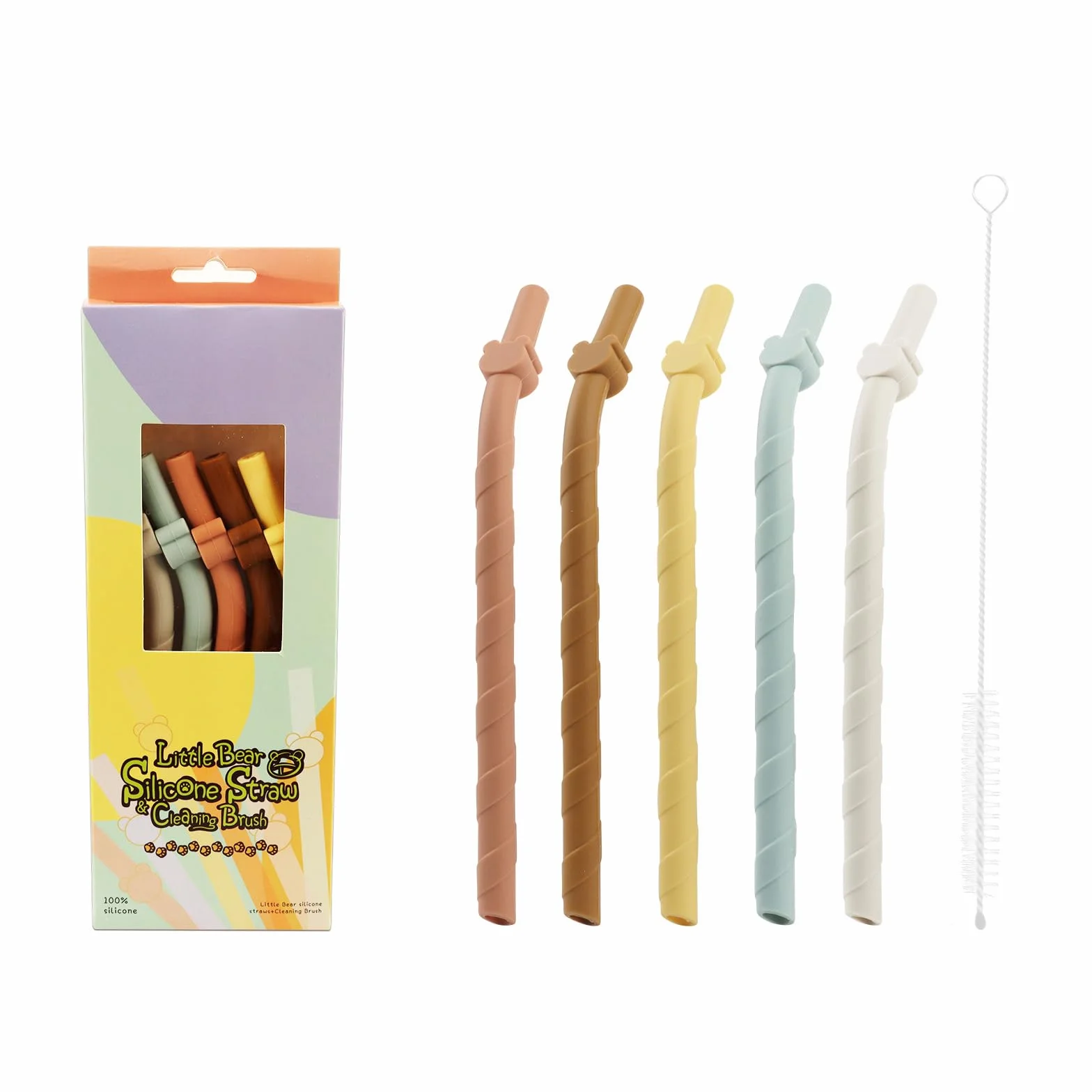 Lemonstone 5 sztuk słomek silikonowych z szczoteczką do czyszczenia, 9 mm, 15,5 cm, bez BPA