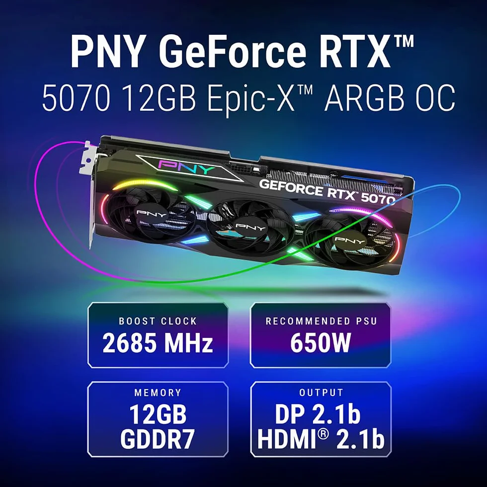 PNY Karta graficzna GeForce RTX™ 5070 12GB ARGB OC DLSS 4