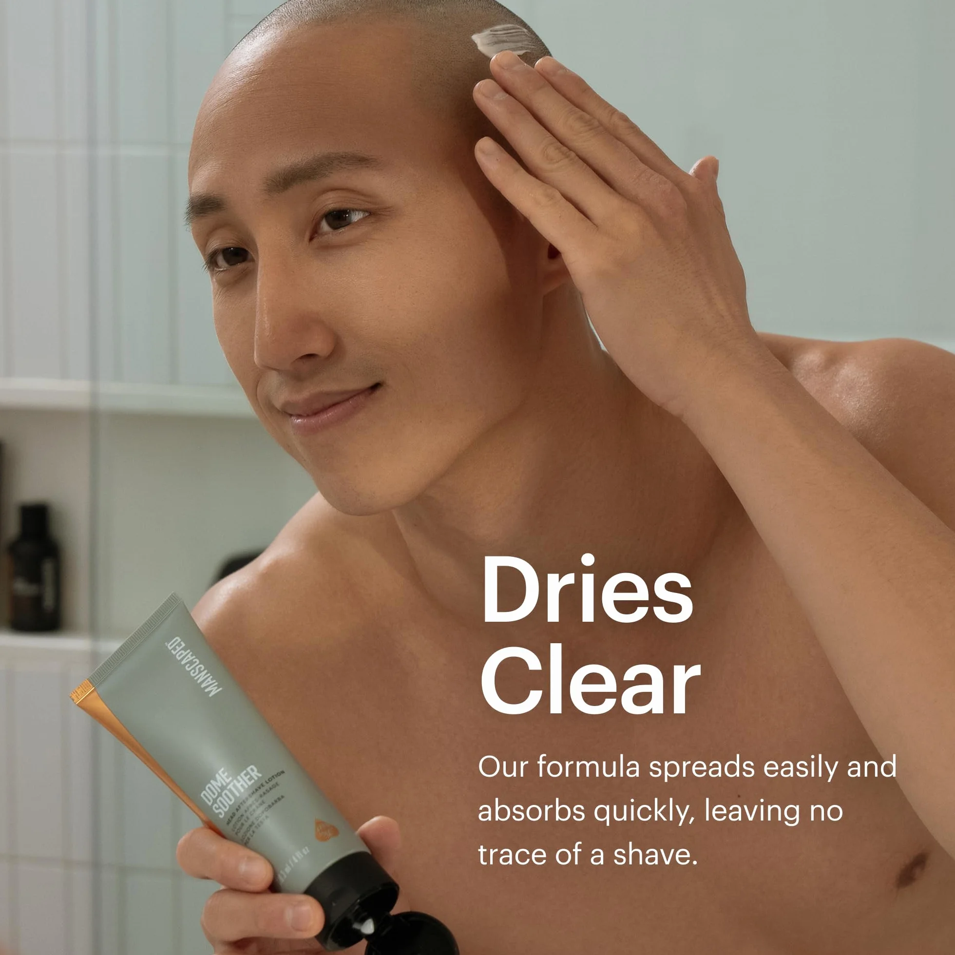 MANSCAPED® Dome Soother Men’s Head Aftershave Lotion – wzbogacony aloesem i koloidalnym owsem, koi i nawilża skórę głowy, szybko wchłania się i wysusza, łagodząc dyskomfort po goleniu, 118 ml