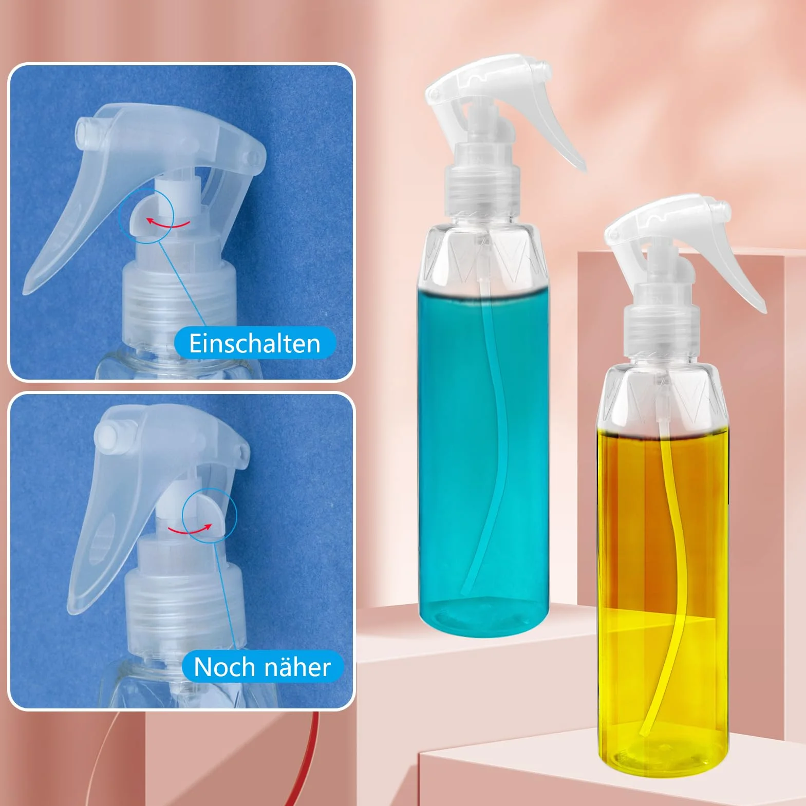 Butelka z rozpylaczem ze składanym lejkiem silikonowym, 200 ml, z tworzywa sztucznego, przezroczysta, pusta butelka z rozpylaczem do włosów, czyszczenia, roślin, kosmetyków, 5 sztuk