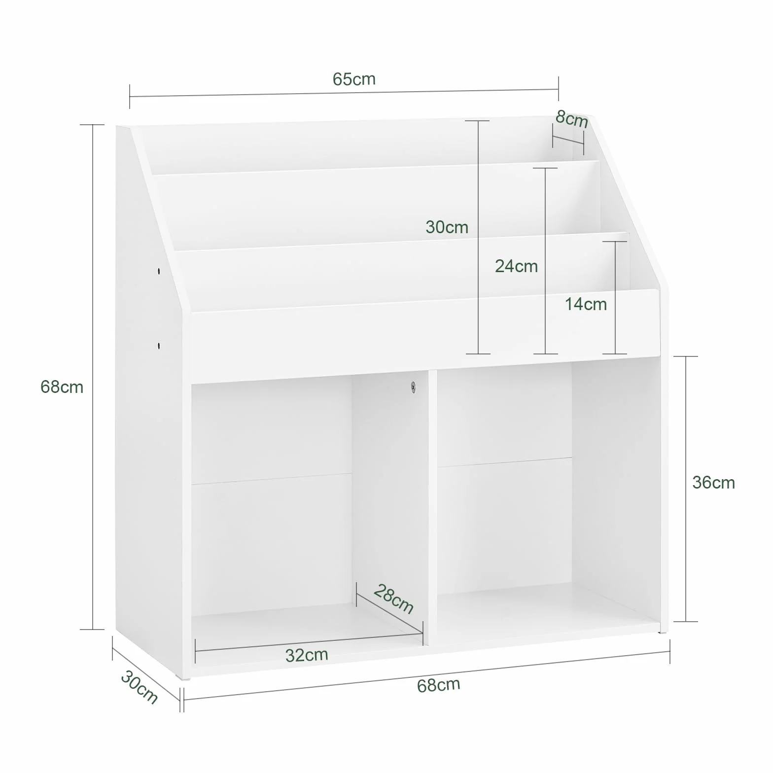 SoBuy Regał Dziecięcy na Książki z 3 Półkami, Biały 68x30x68 cm KMB01-II-W