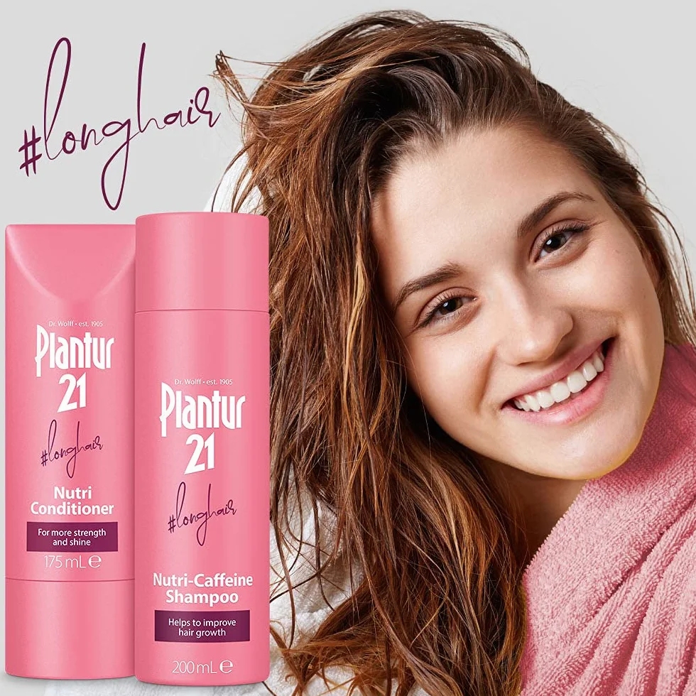 Plantur 21#longhair zestaw szampon i odżywka dla włosów długich i pełnych blasku | Poprawia porost włosów i naprawia zestresowane włosy | Bez silikonów | Zestaw 200ml szampon i 175ml odżywka