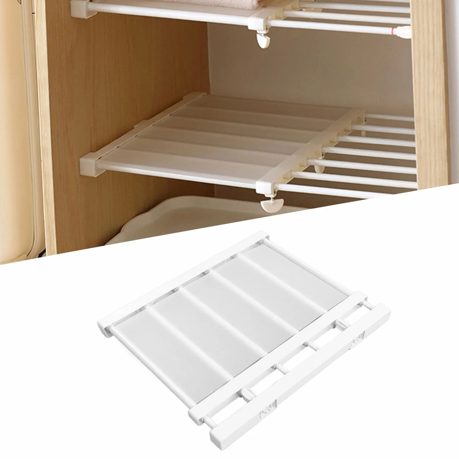 Szafa na Ubrania Rozkładana Półka Napinająca - Szafka Organizacyjna z Regulowanymi Półkami i Stojaki do Organizacji Bez Przegródek Wiertniczych (Długość 30-40 cm / 11,8-15,7 cala)