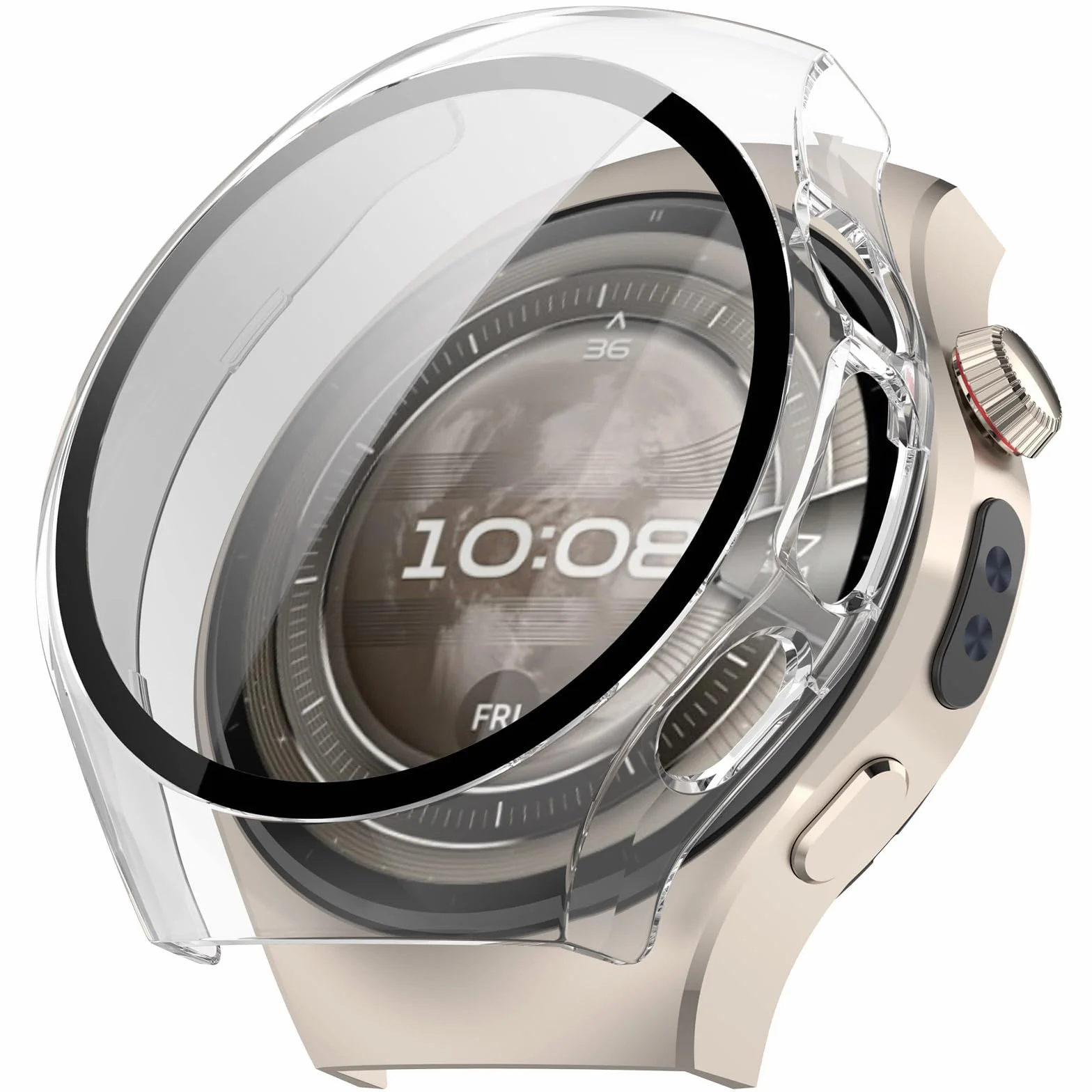Etui ochronne na Huawei Watch 5 46 mm, twarde etui PC z folią ochronną ze szkła, osłona przeciwświetlna, antyrysowa, antypyłowa, Huawei Watch 5 46 mm