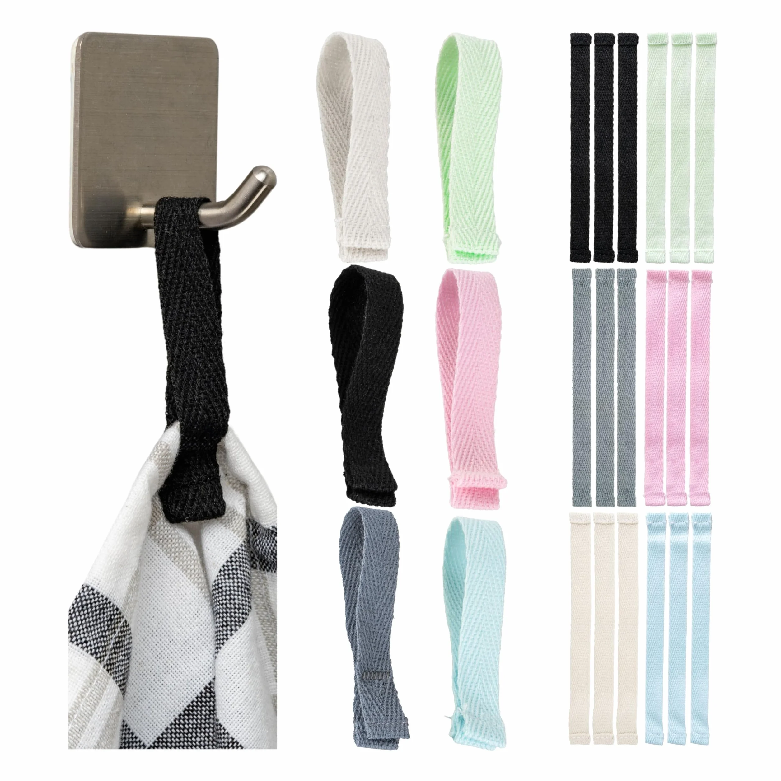 Wieszak na ręczniki bawełniany 150x12 mm 24 sztuki zestaw 6 kolorów