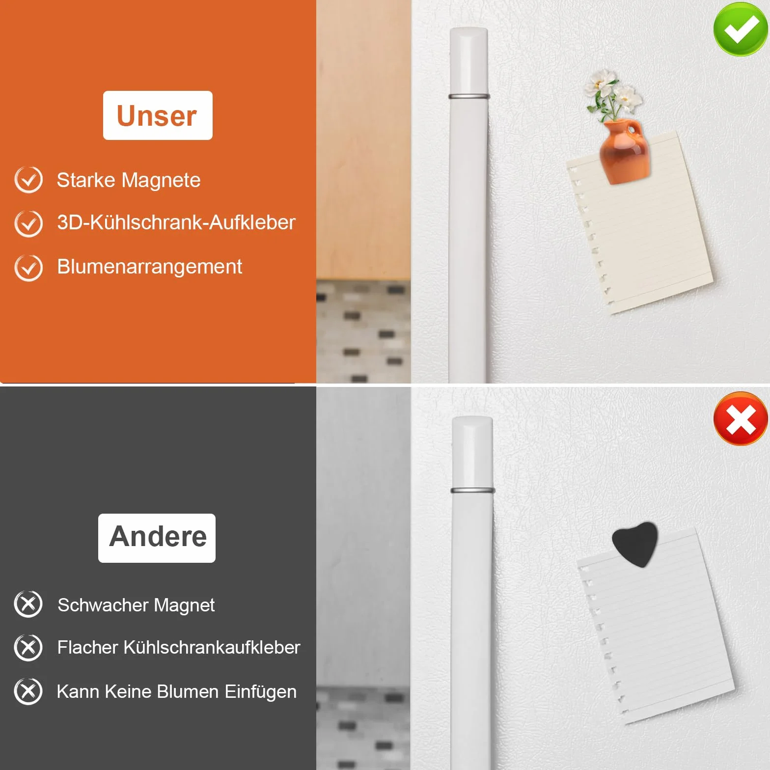 APOMOONS 8 sztuk mini wazonów magnetycznych 3D z żywicy, dekoracja na lodówkę, zestaw DIY