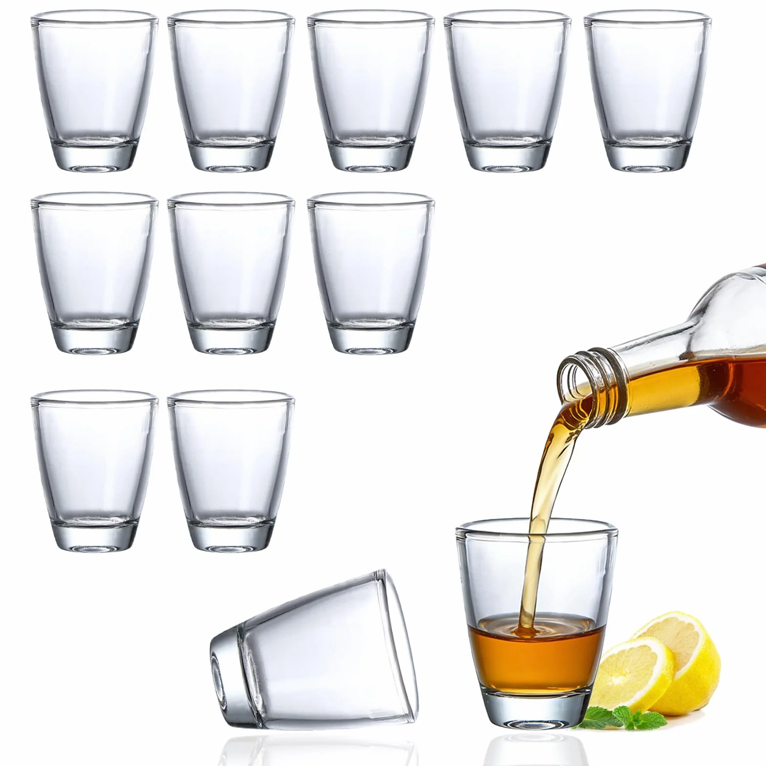 kieliszki do wódki szklane, kieliszki do tequili, zestaw kieliszków do wódki 30 ml, kieliszki do likierów z grubą podstawą, do słodkich wódek, wódki, ouzo, sambuki, odporne na zmywarkę – 12