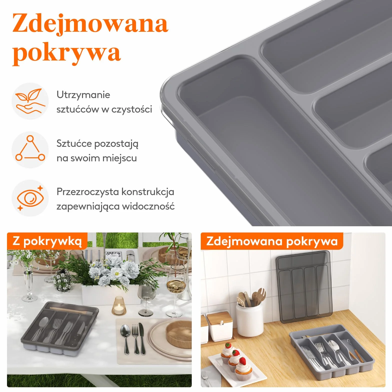 Lifewit Pojemnik na Sztućce do Szuflad 5 Przegródek Organizer Kuchenny z Tworzywa Sztucznego
