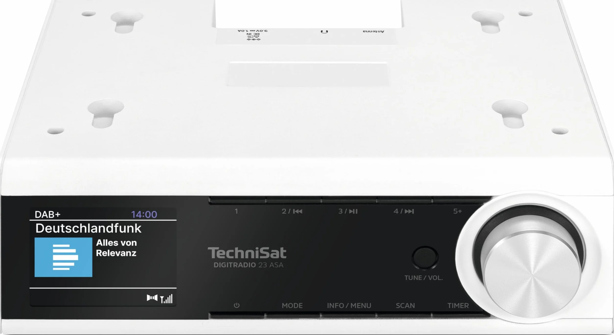 TechniSat Digitradio 23 ASA – radio kuchenne do zabudowy z automatycznym alarmem bezpieczeństwa (ASA, radio kuchenne DAB, UKW, przyciemniany kolorowy wyświetlacz TFT, Bluetooth Audio Streaming, 2 W