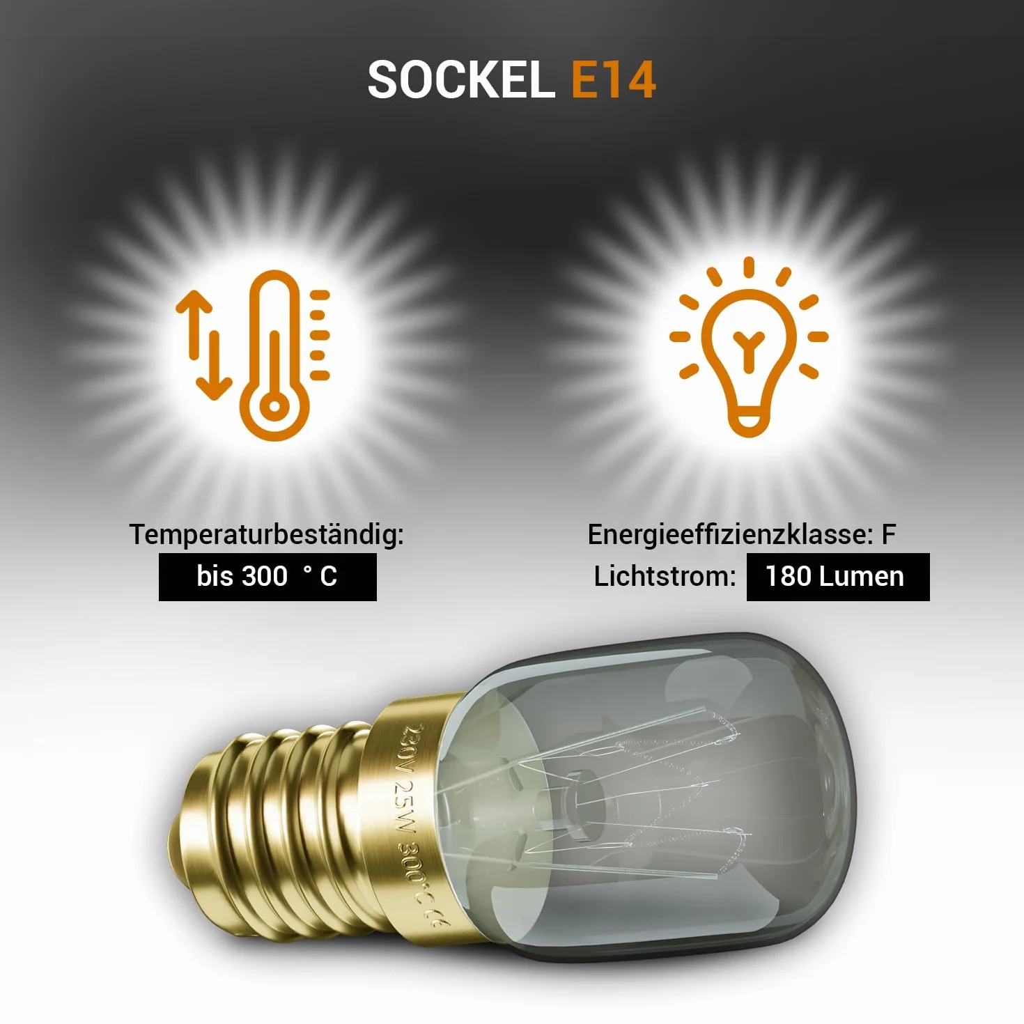 VIOKS Lampa do piekarnika E14 25W 230V 300°C 25mm Ø57mm do AEG Bauknecht ZANUSSI