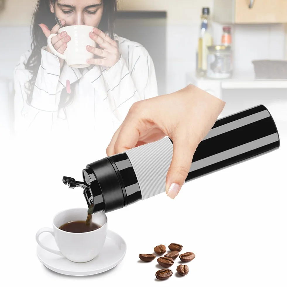 Fdit Przenośny ręczny ekspres do kawy Espresso Kompaktowy czarny