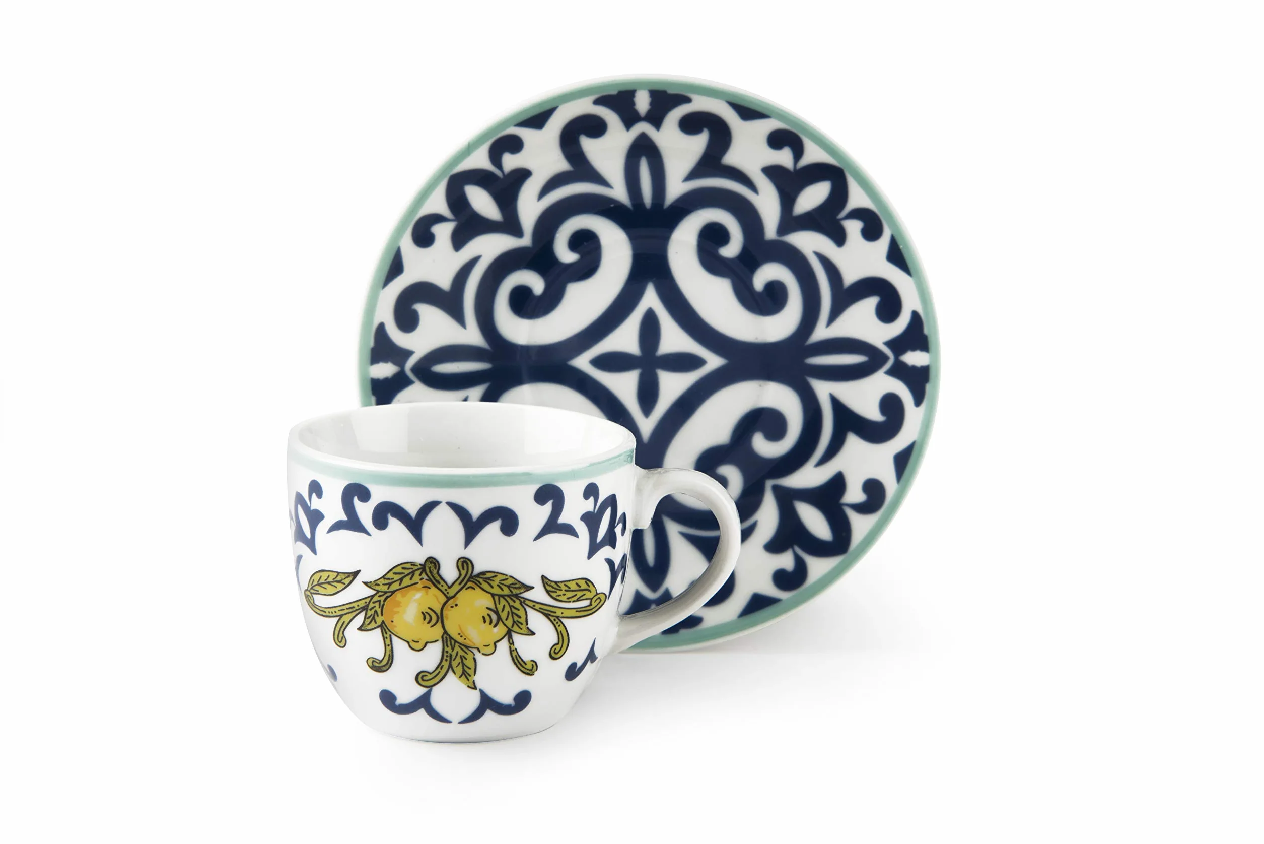 Excelsa Amalfi zestaw 6 filiżanek do espresso ze spodkiem, porcelana
